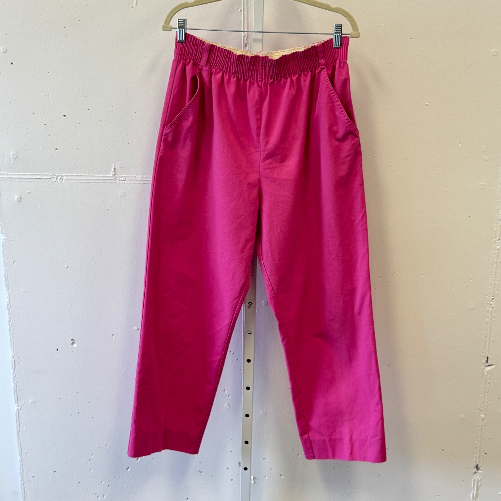 Vintage Country Suburbans Hot Pink Paperbag Elastic Waist Tapered Pants Size 16