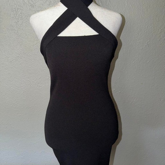 NBD Yvette Halter Dress Size Medium Black NWOT