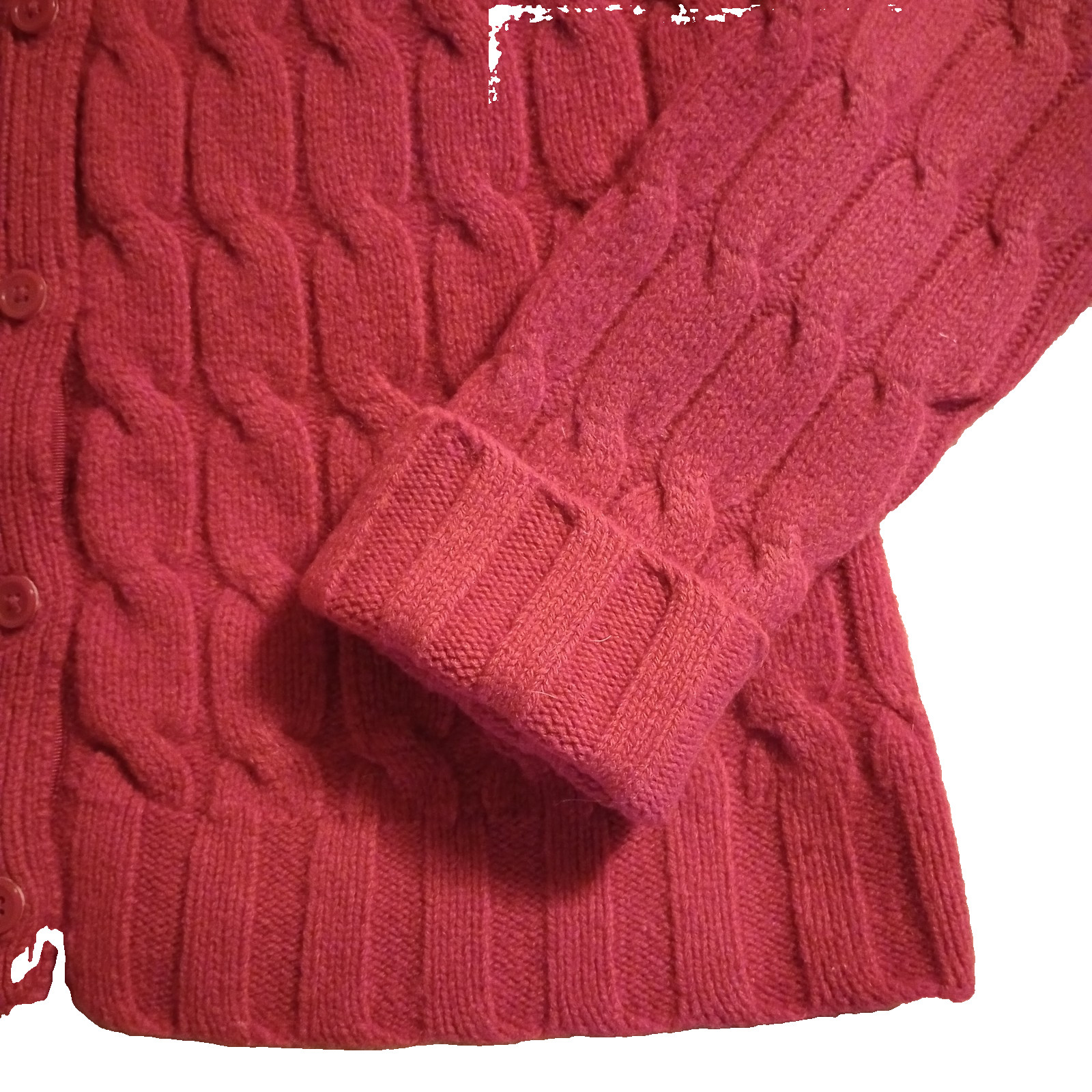 Vintage GAP Women’s M Lambs Wool Sweater EUC Cable Knit Cardigan Red Y2K BOHO