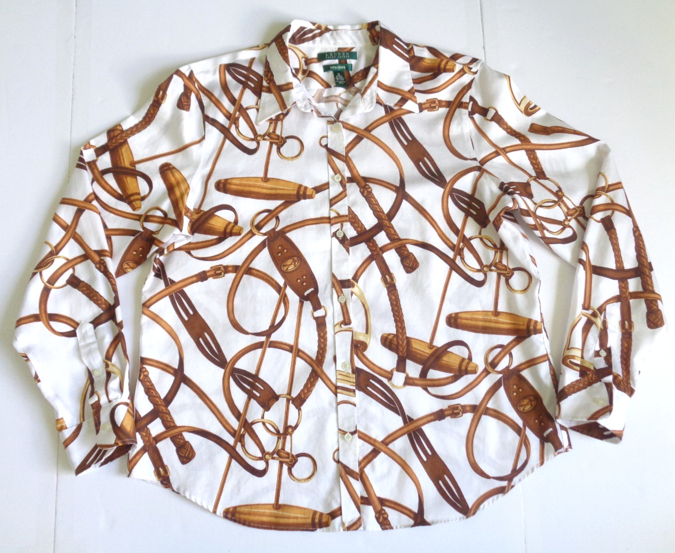 Lauren Ralph Lauren Women’s XL Horse Equestrian Brit Bridle Mallet White Brown