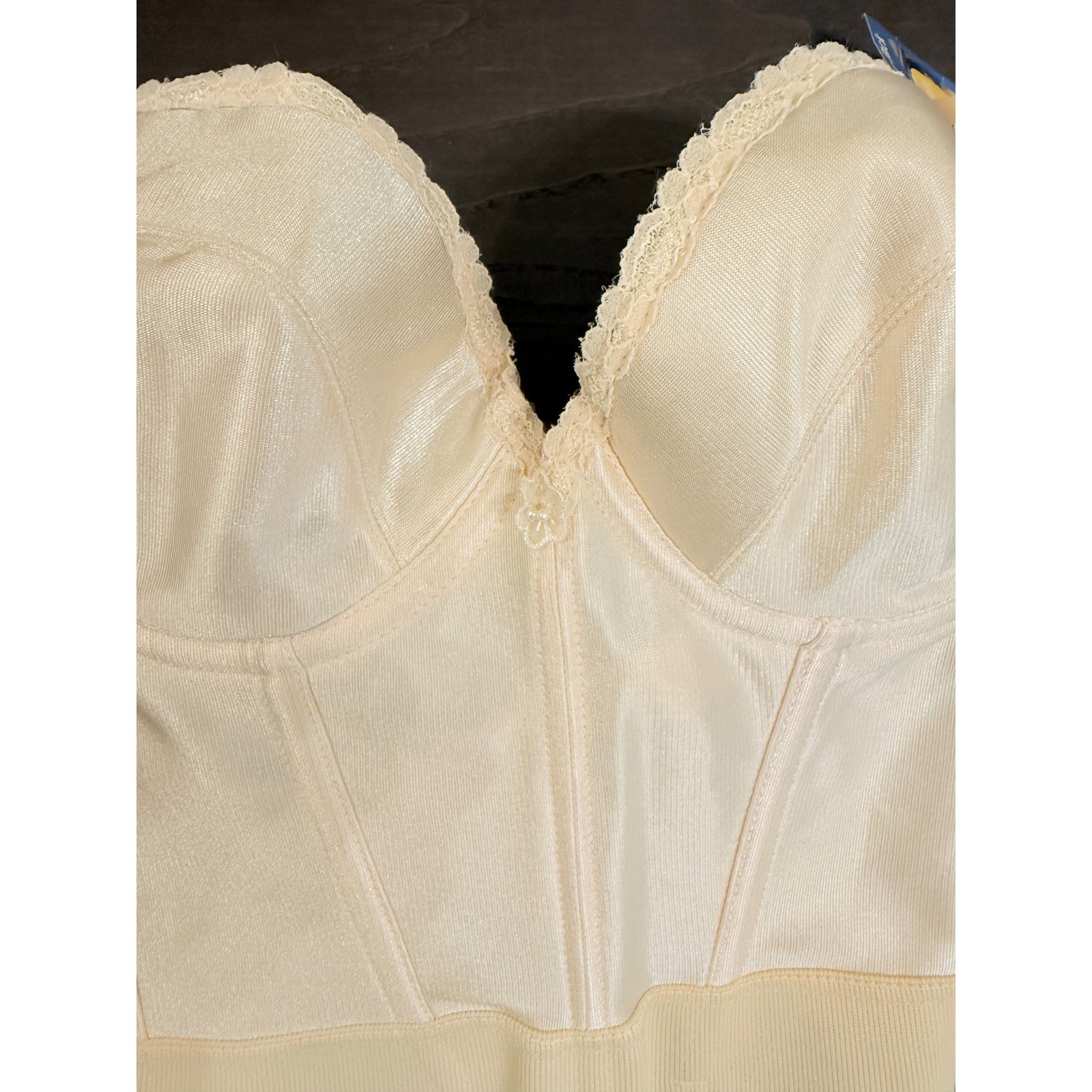 Carnival Vintage Bare-Back Longline Corset Bra 34C Champagne Low Back Bridal 203