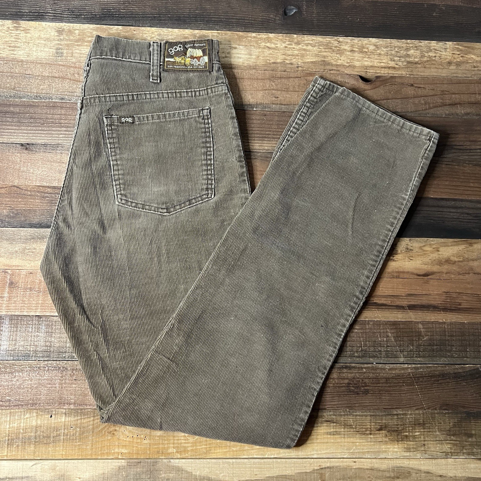 Vintage 70s 80s Gap Pioneer Corduroy Pants Size 31 X 33 Brown Straight Leg