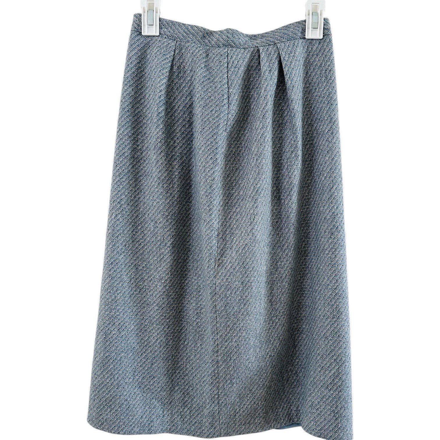 Vintage Edwin Scott Wool Pleated Midi Blue Gray Skirt size 8