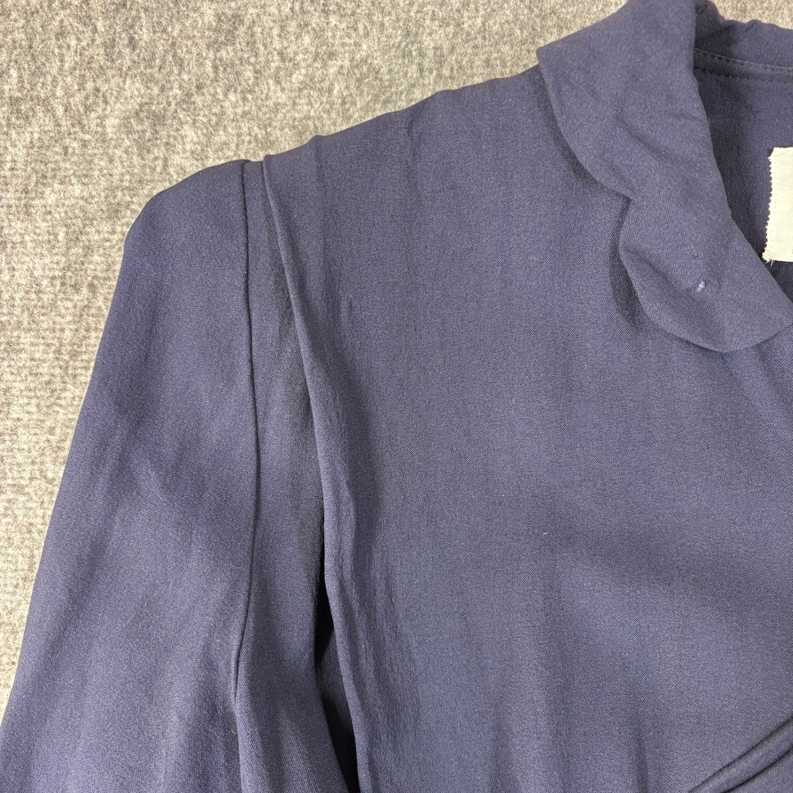Vintage Paula Dean Originals Juliette Navy Blue Scalloped Collar Midi Dress 40s