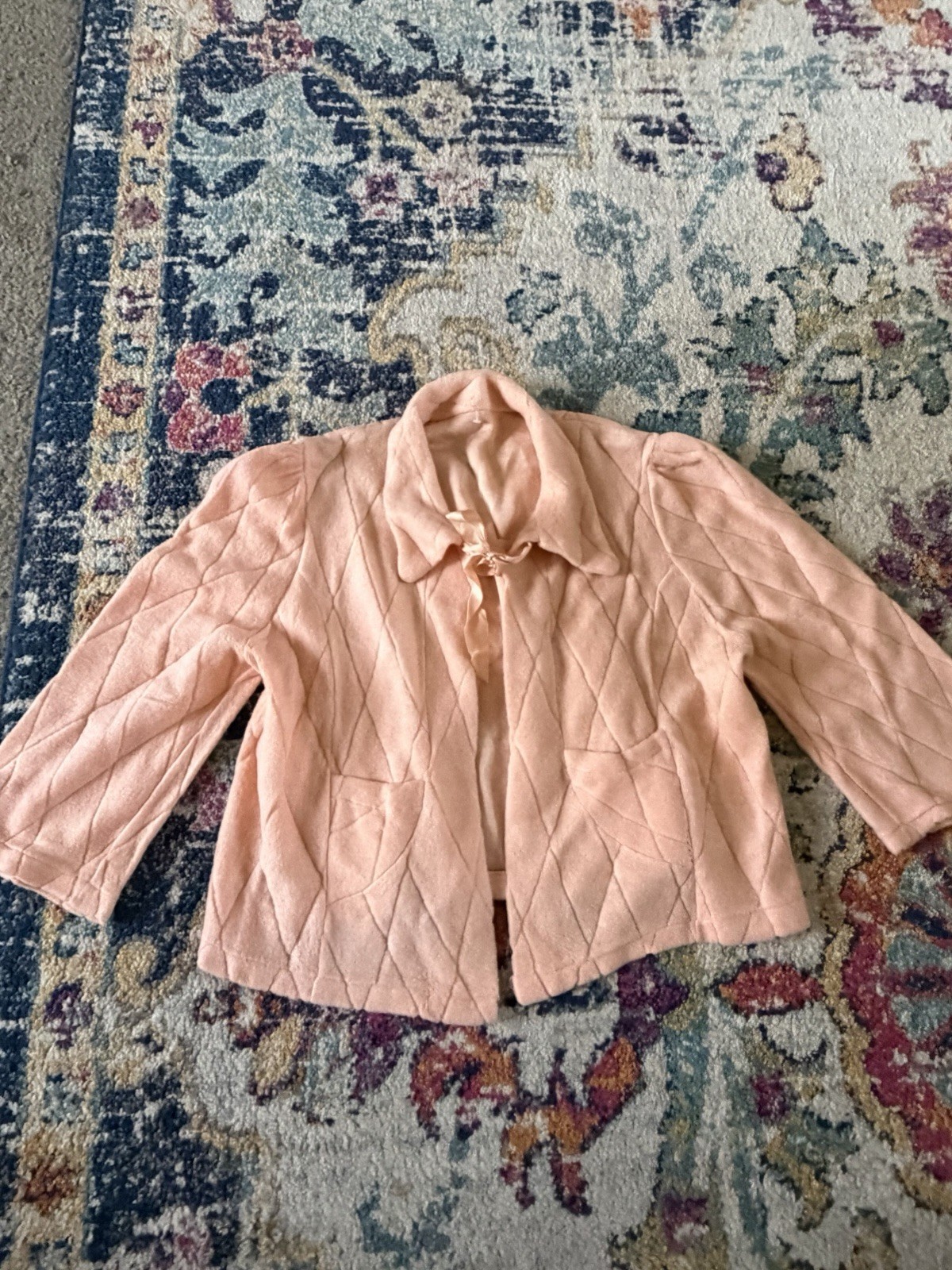 1940s Quilted Soft Pink Bed Jacket Medium large