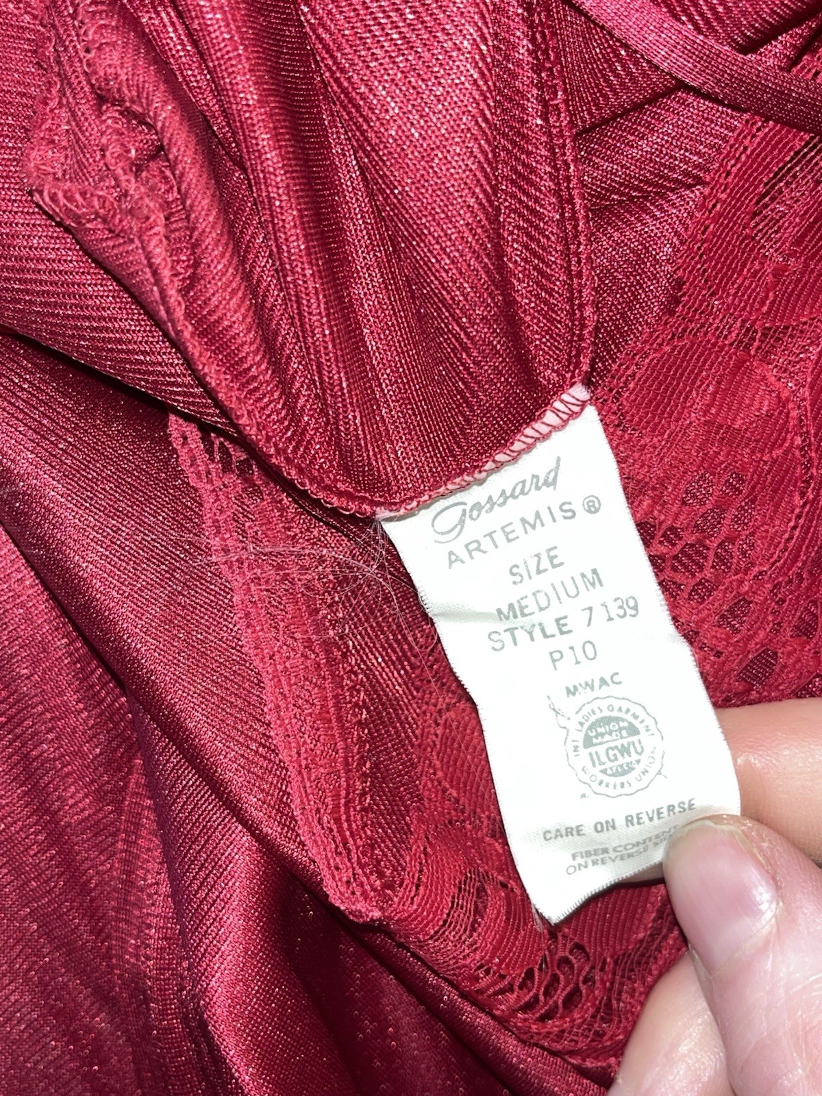Vintage Gossard Artemis Red Nylon Nightgown Robe Set Size Medium Lace USA
