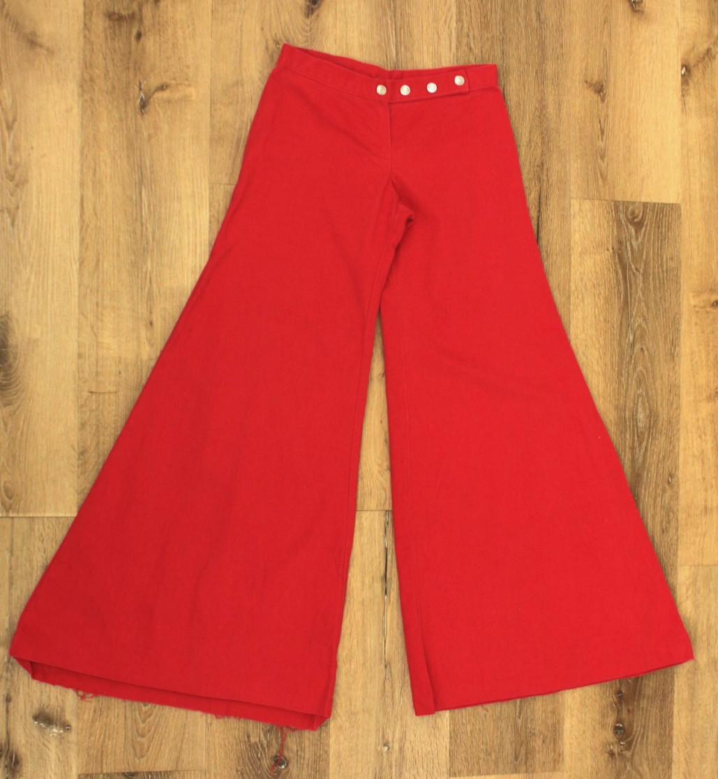 VTG Women’s 70s Red Bobbie Brooks Super Flare Bellbottoms Pants Sz 27″ 1970s