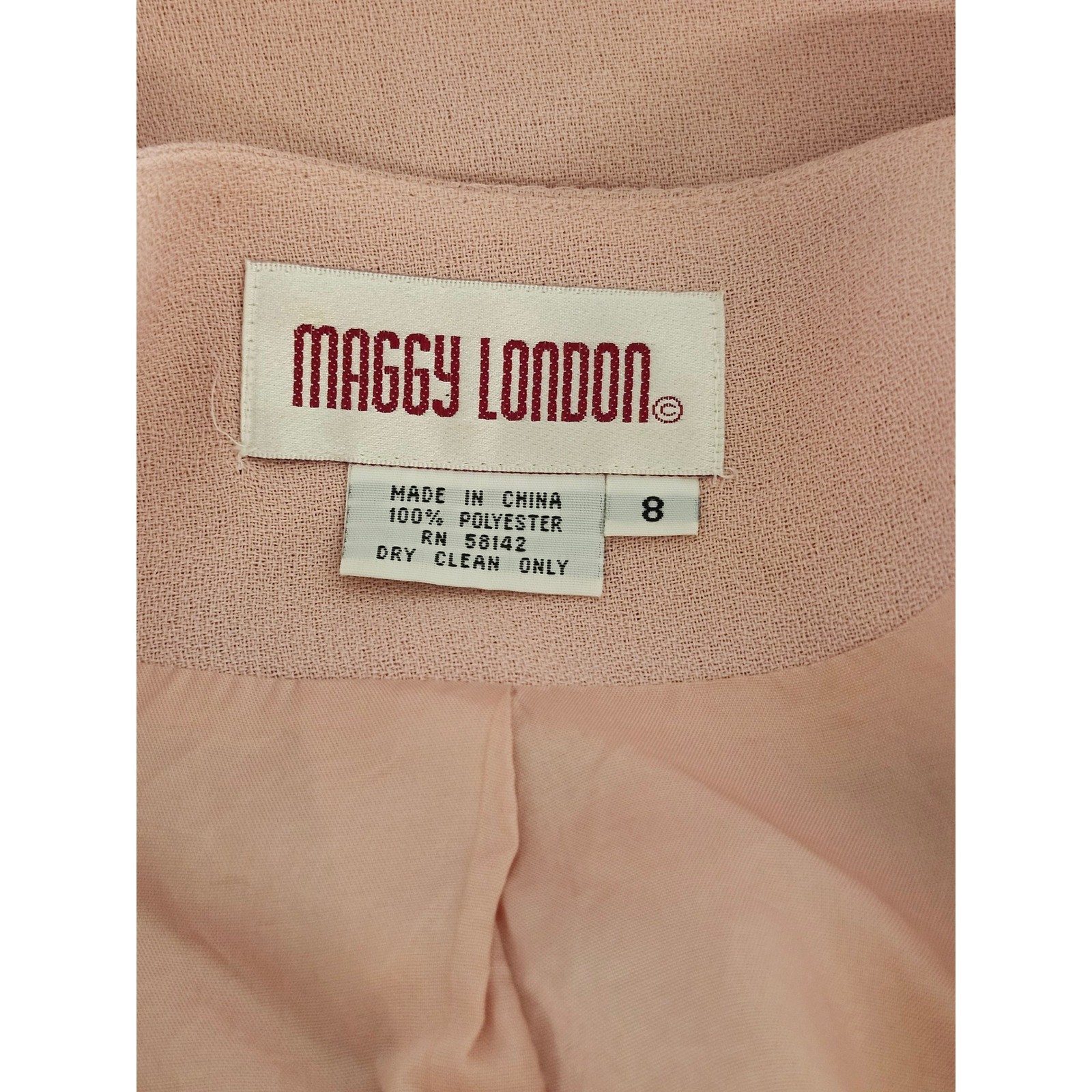 Vintage Maggy London Blush Pink Maxi Dress Size 8 Button Front Romantic Formal