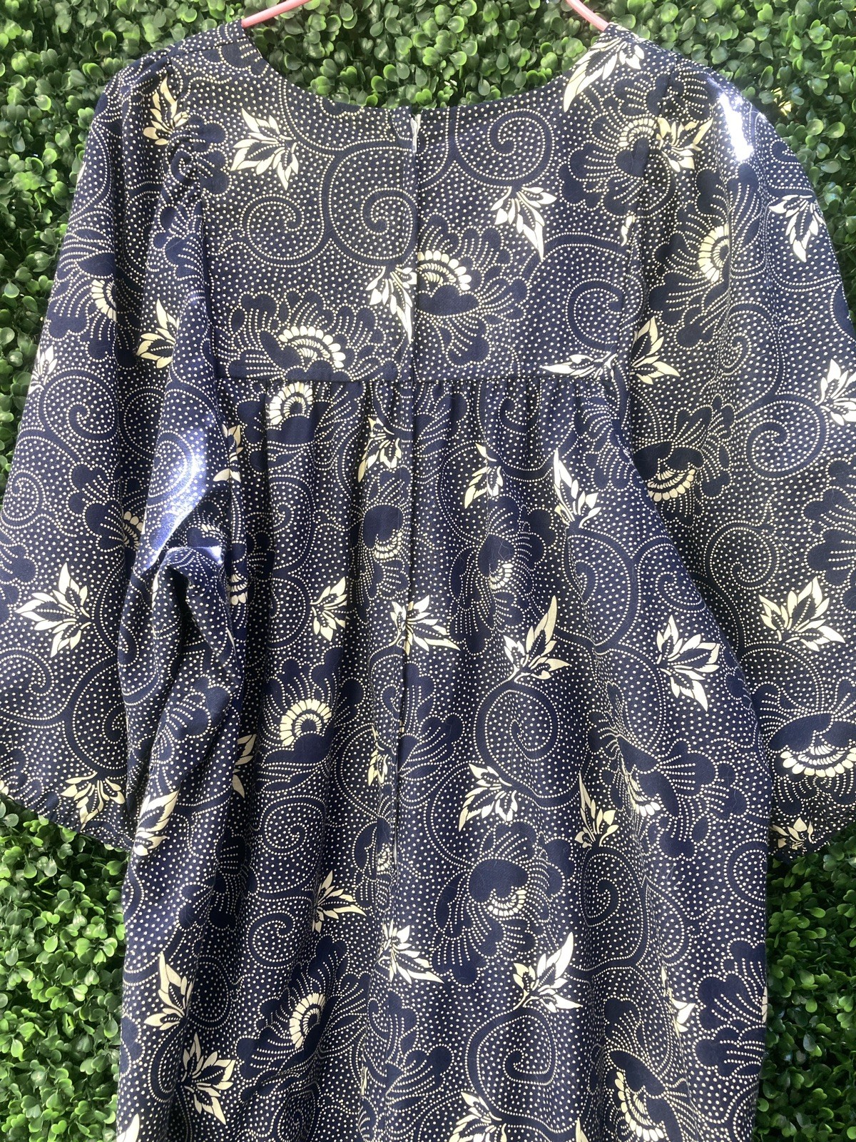 Vtg Mei Jan of Hawaii 60’s 70’s Muumuu maxi boho dress blue floral cotton hippy