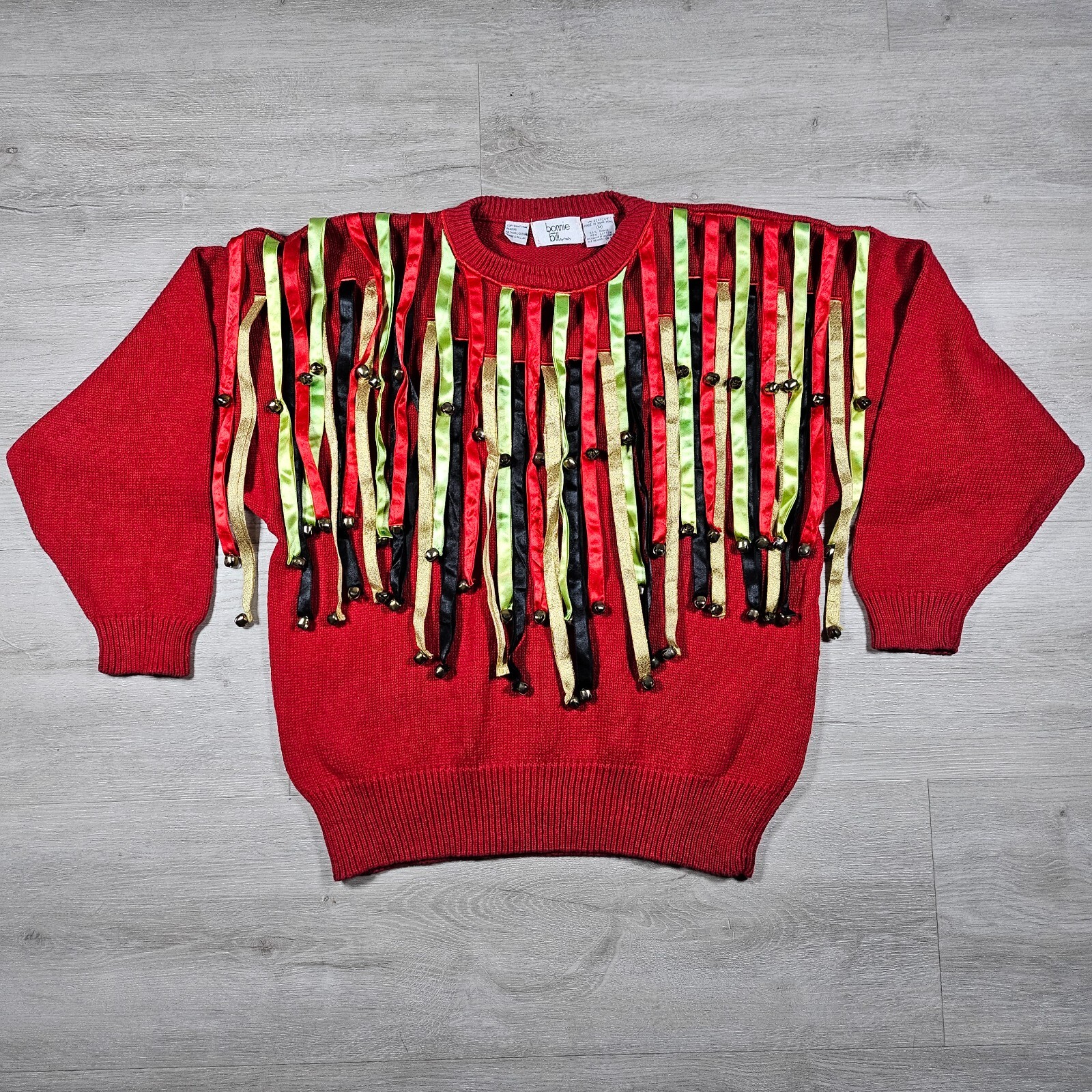 Ugly Christmas Sweater Bonnie and Bill Jingle Sweater Womens M Red Vintage 1985