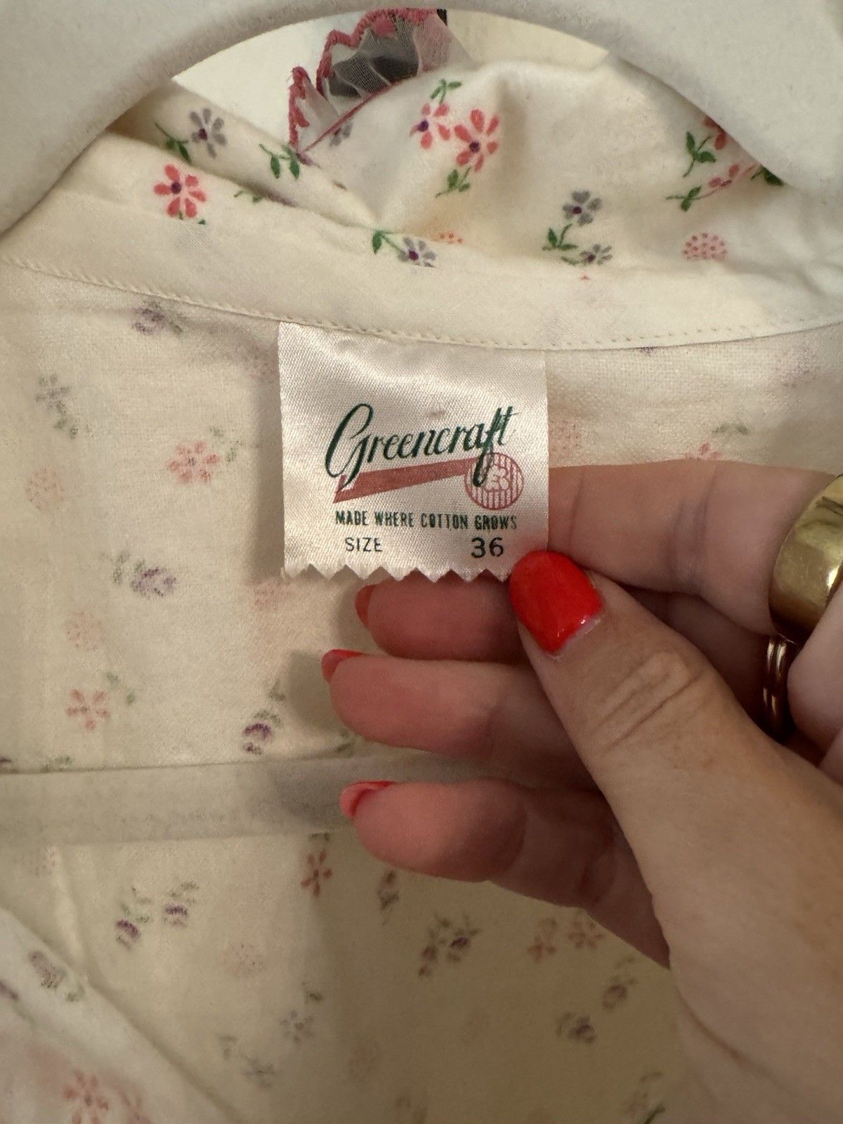 Vintage Greencraft Nylon Trimmed Pajama Top Sz 36
