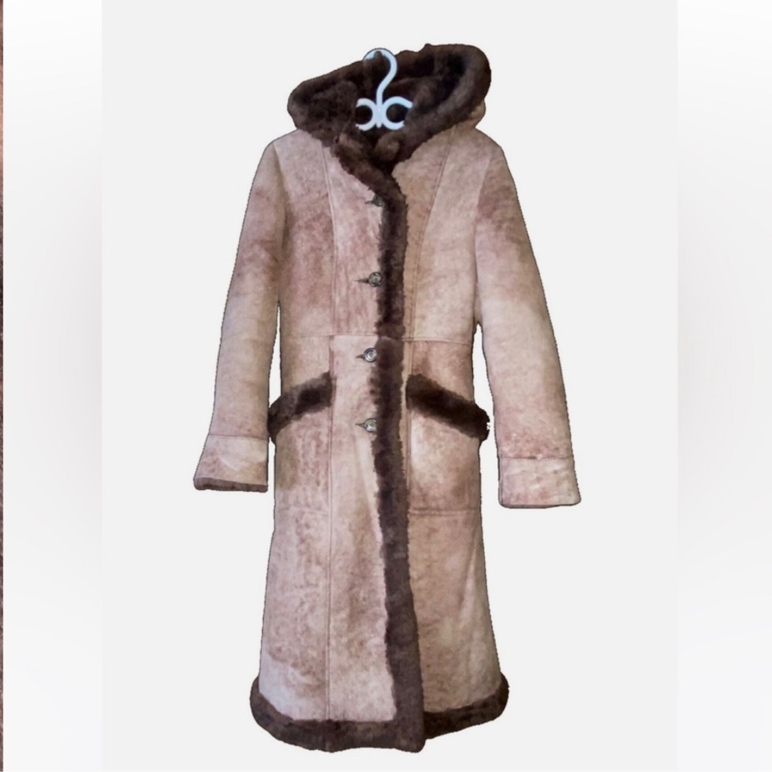 Vintage NorthSide Fashions Brown Sheepskin Shearling Coat Size 14
