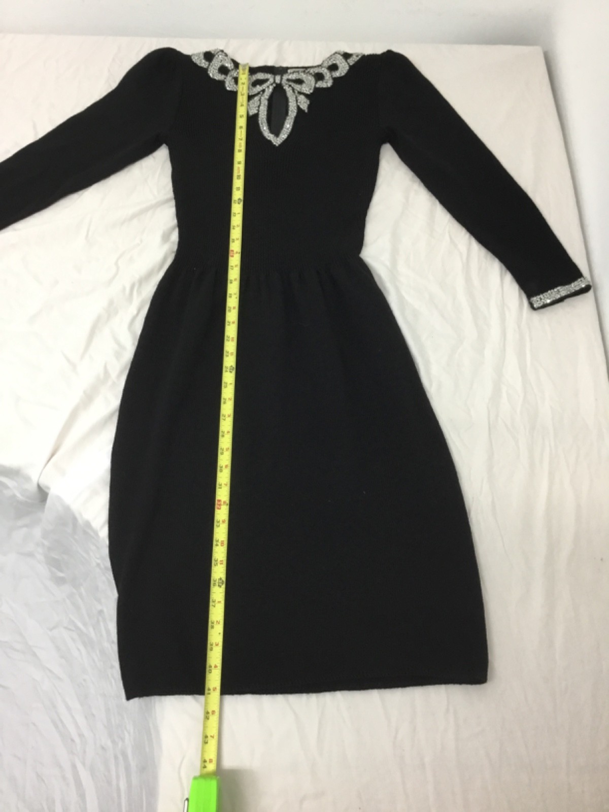 Don Sayres for Wellmore, Black Sweater Dress, Rhinestones, Sz 10, (SR549)