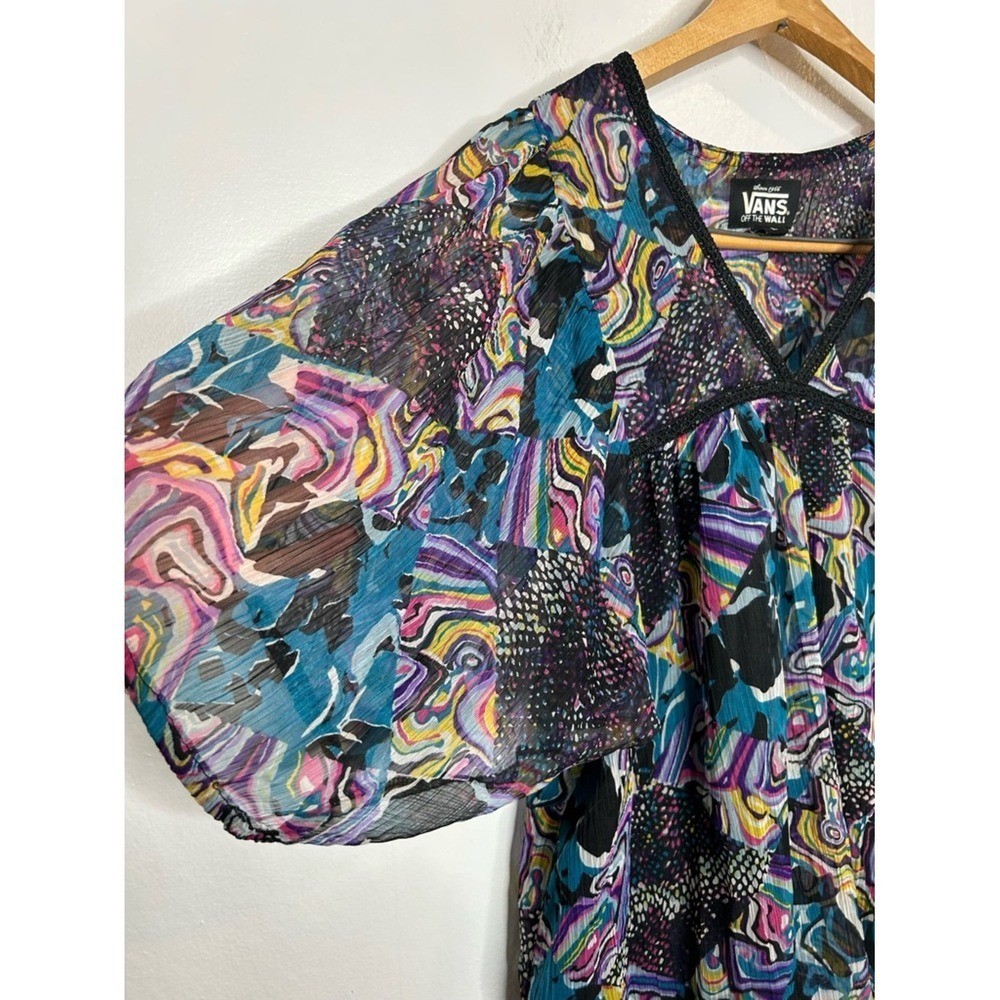 Vans Early 2000s Scene Myspace Indie Sleaze Abstract Print Flowy Mini Dress L