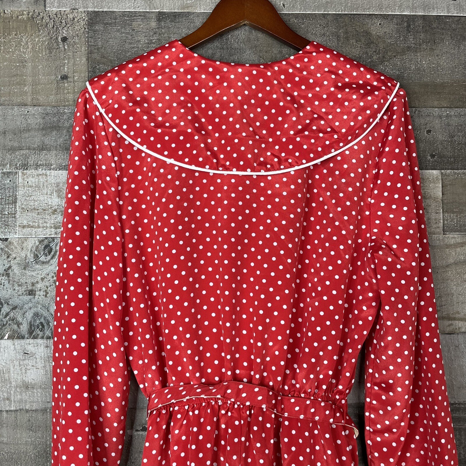 VTG Kay Brandon For h&a Dress Size 11 12 Red & White Polka Dot Long Sleeve Belt