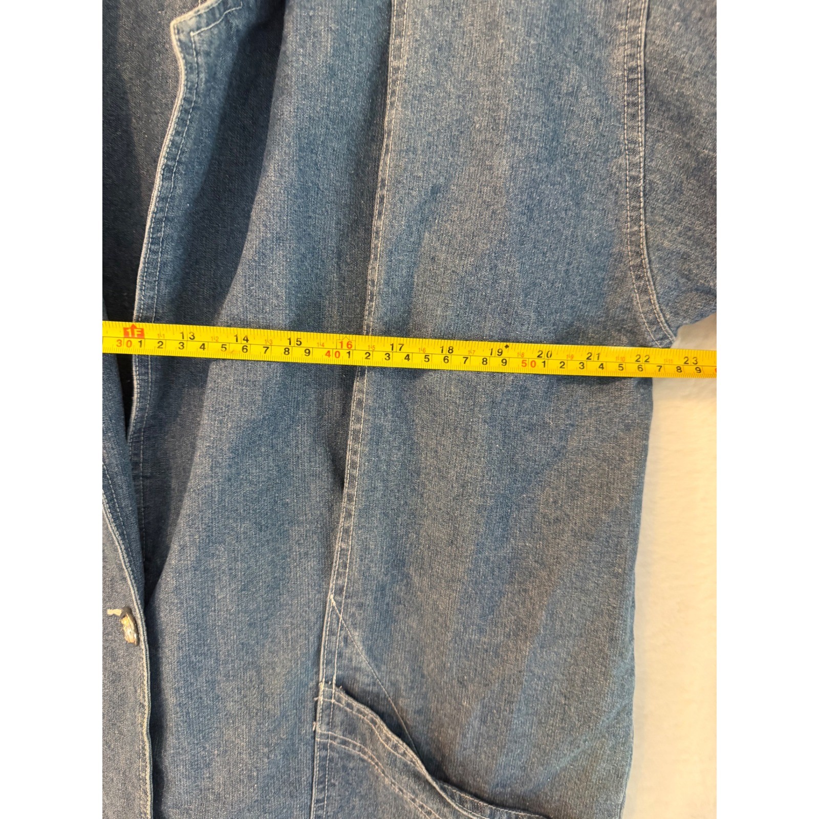 Andy Johns Vintage Denim Chore Coat Jacket Womens Medium Blue Cotton Duster Long