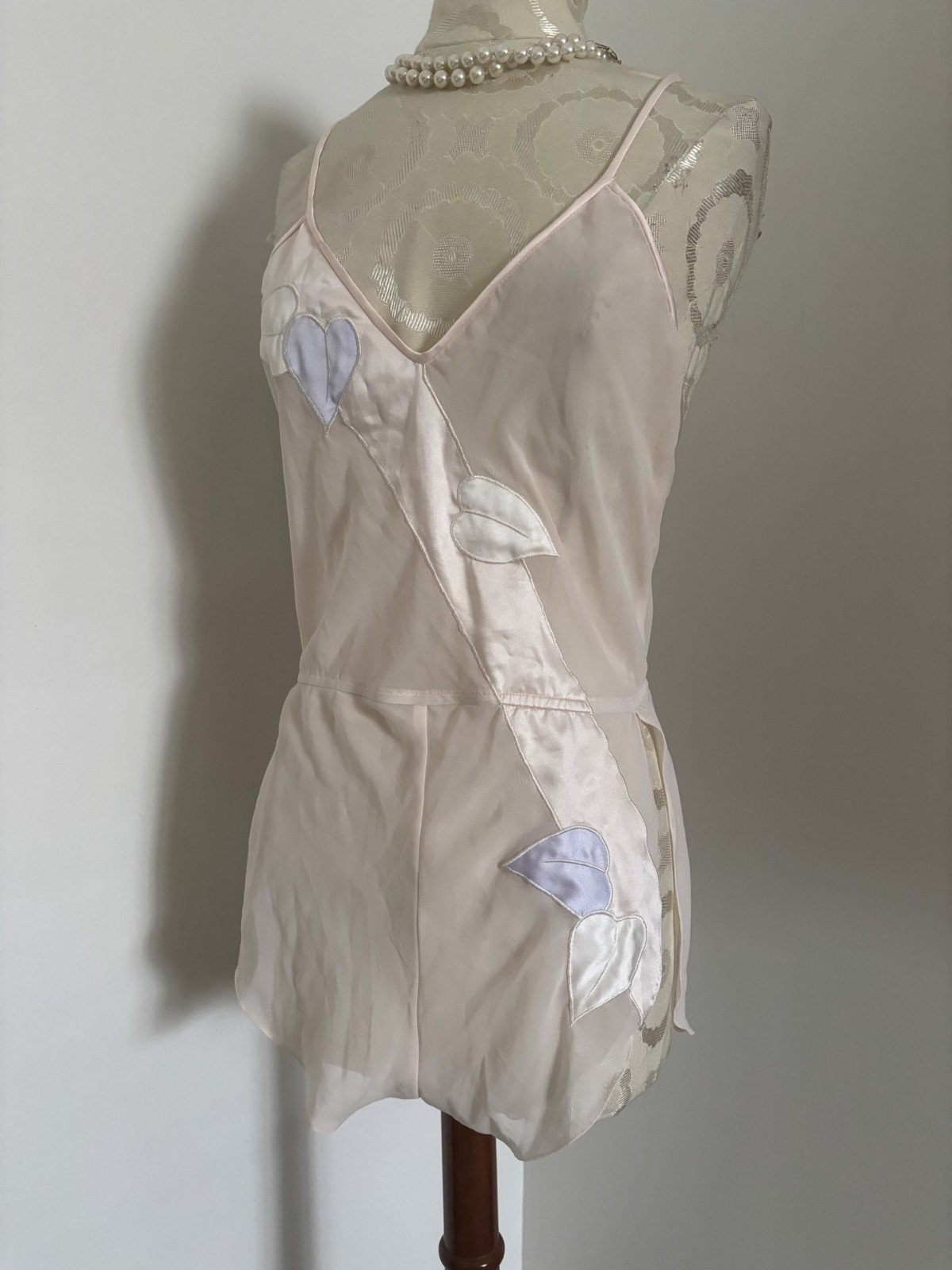 VTG Natori SAKS FIFTH AVE HIGH LEG SATIN TRIM Teddy Lingerie Bodysuit PINK MED