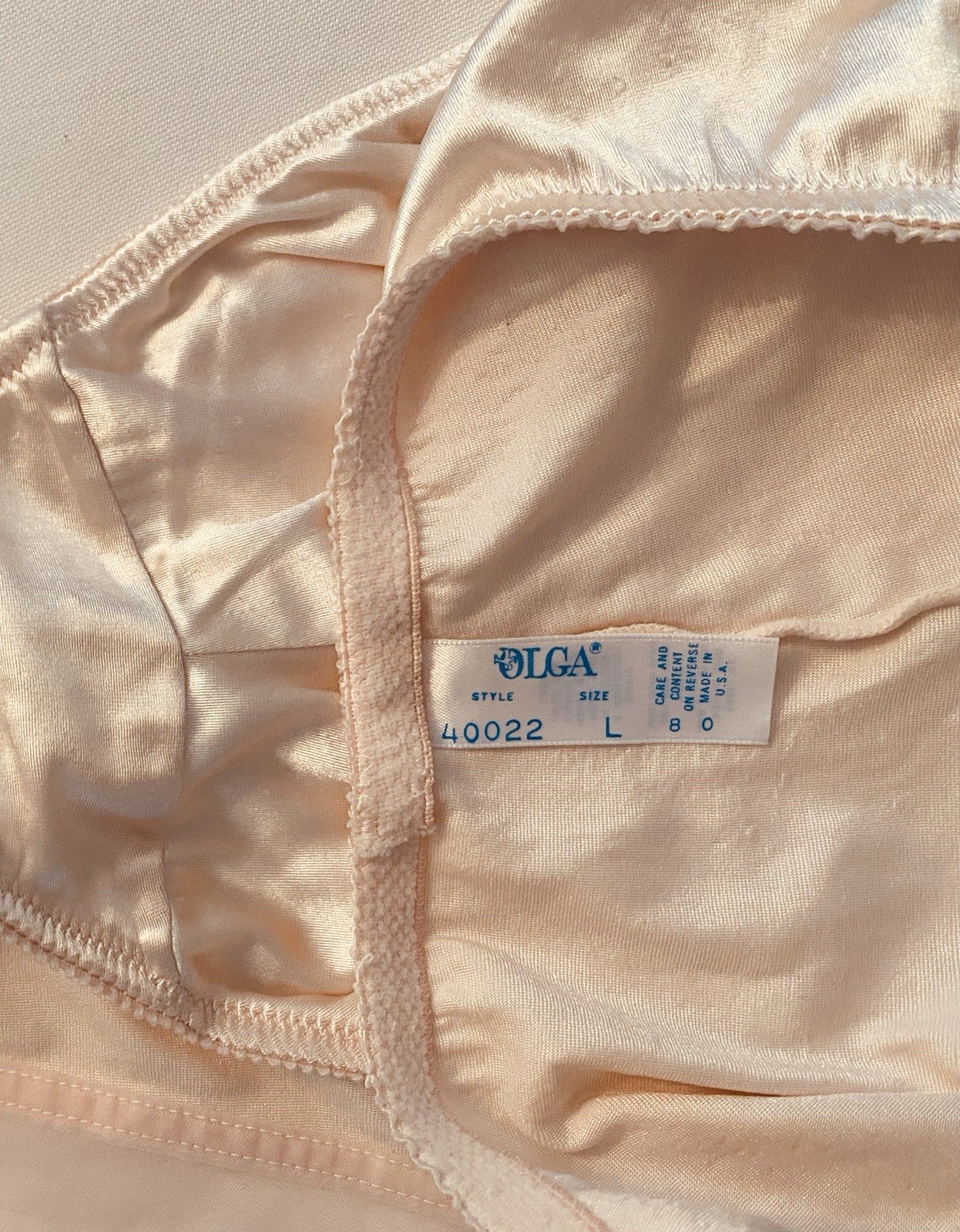 Vintage OLGA Pink Body Satin HI-CUT Panties Size LARGE Semi Sheer New No Tags