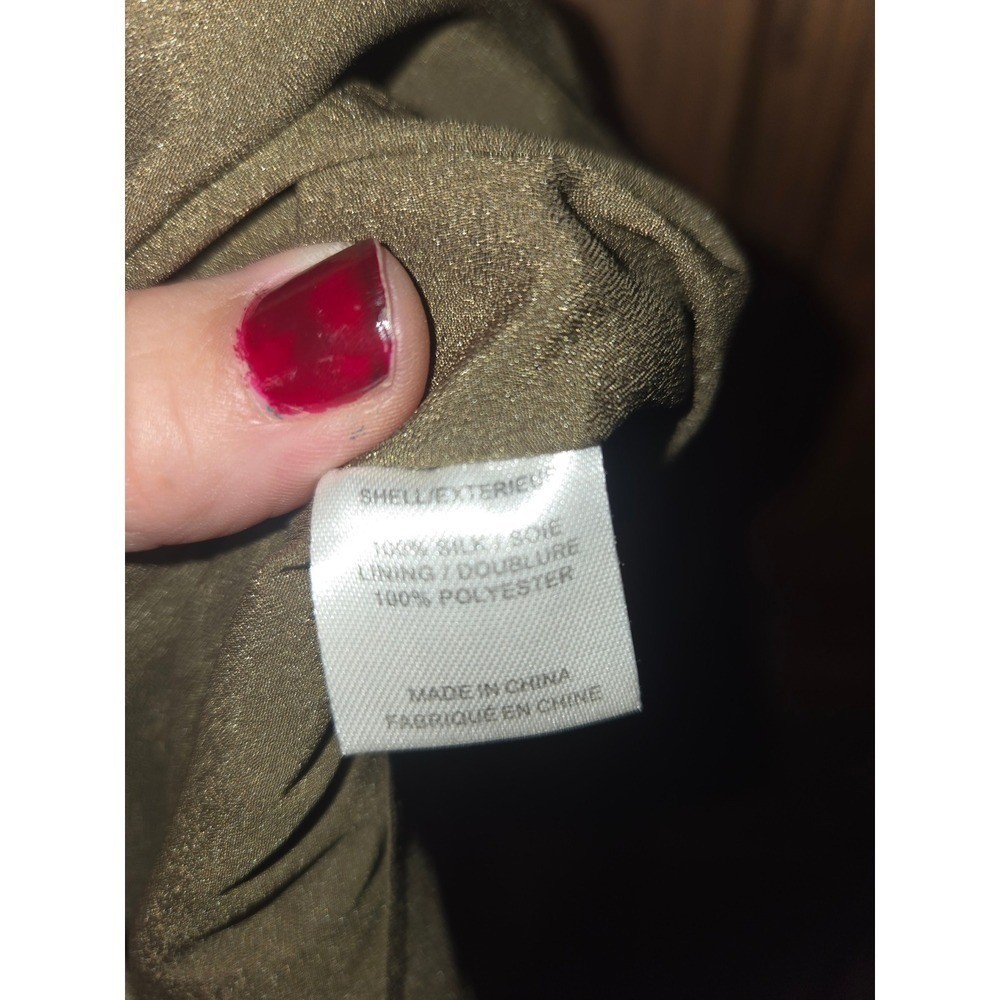 Haute Hippie Olive Green 100% Silk Grommet Studded Asymmetric Ruffle Dress Small