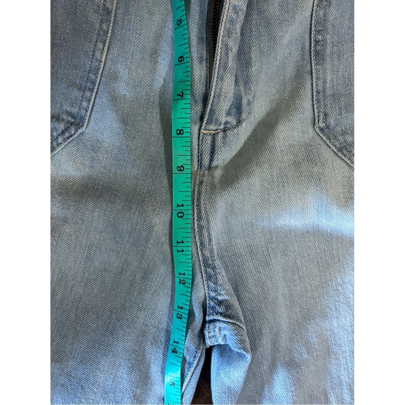 Risen jeans cinched ankles blue white washed jeans old school pockets 9/29 rare