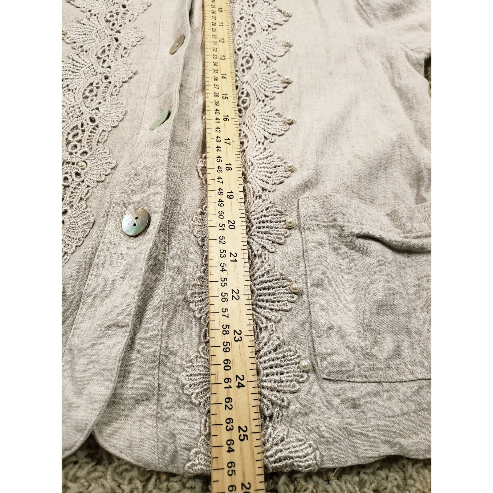 Saint Germain Paris Linen Lace Blouse Medium Cottagecore Boho Rodeo Westernwear