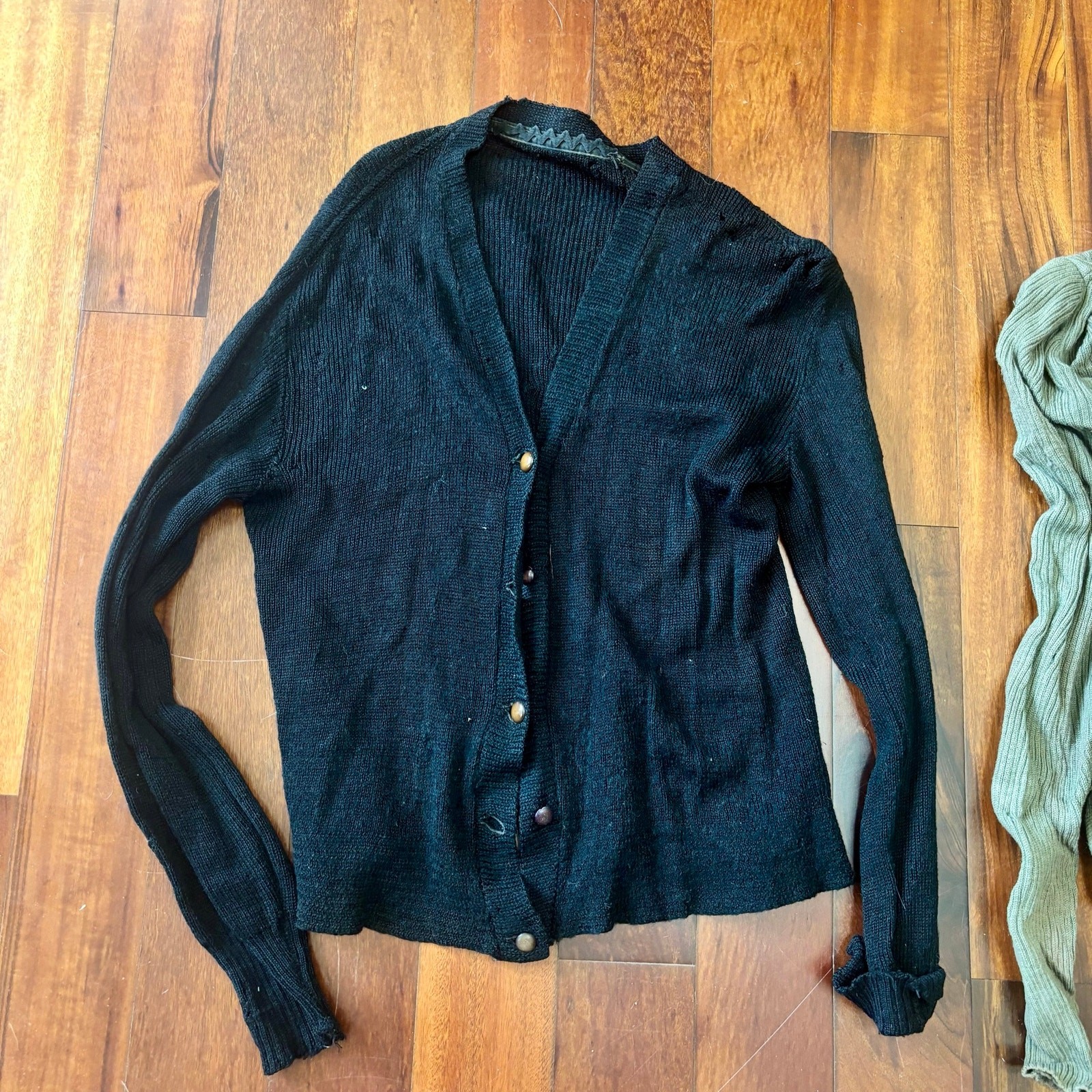 Vintage 1940s Wool Sweater Lot Black Green Wounded Bird As Is Repair Project