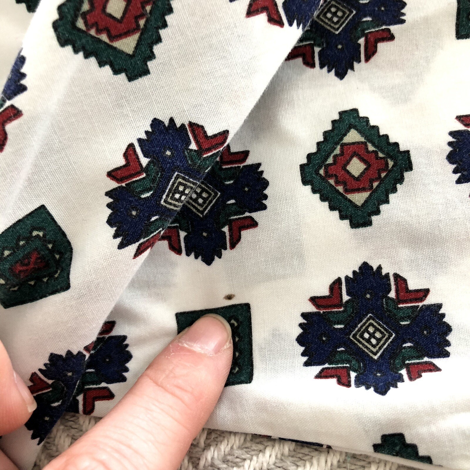 Southwestern Print Shirt Button Down Poly-Cotton Blend Pennylane Med Vintage