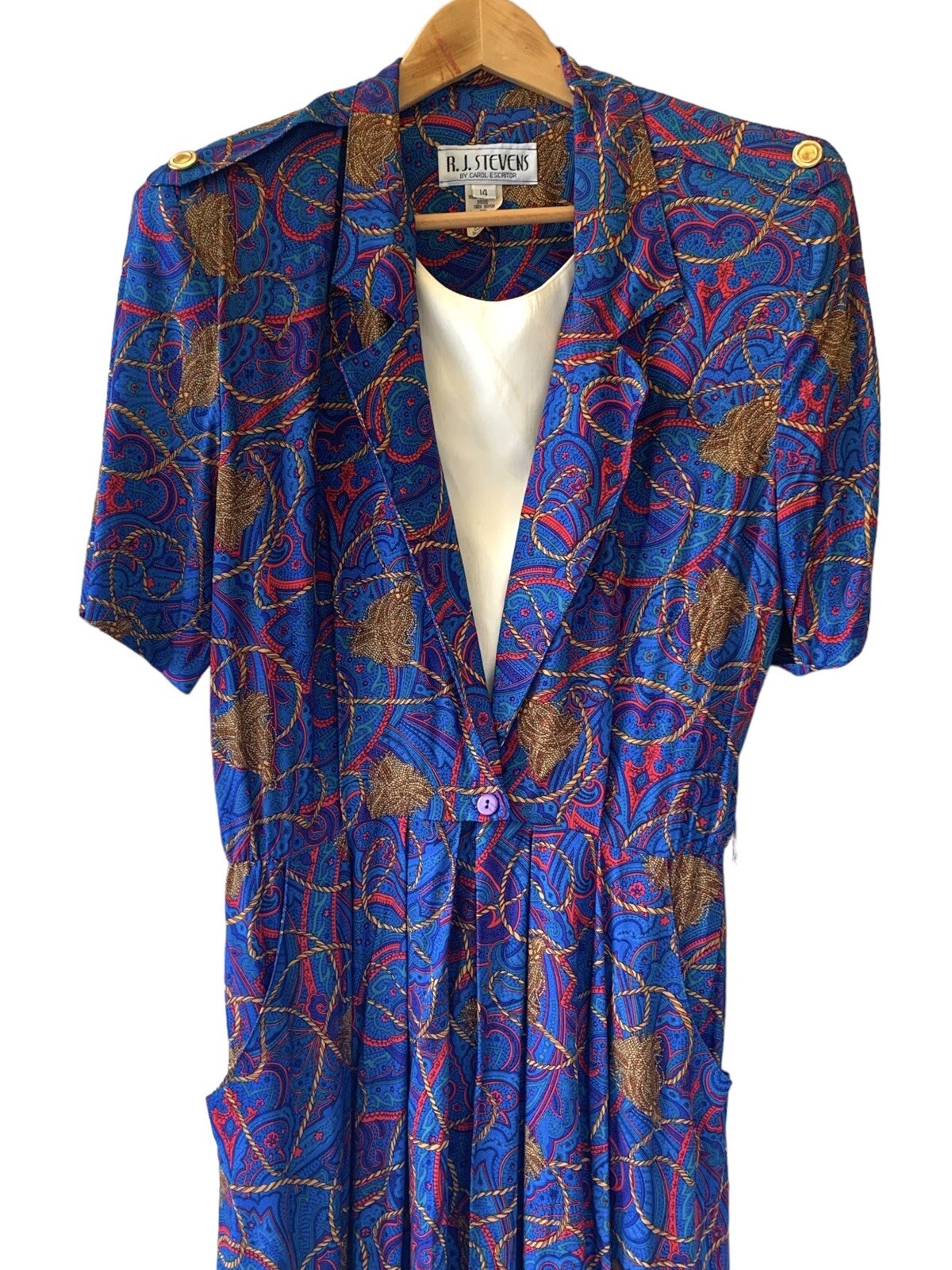Vtg 80s Baroque Abstract Dynasty RJ Stevens paisley Dress Women’s Size 14 NWT