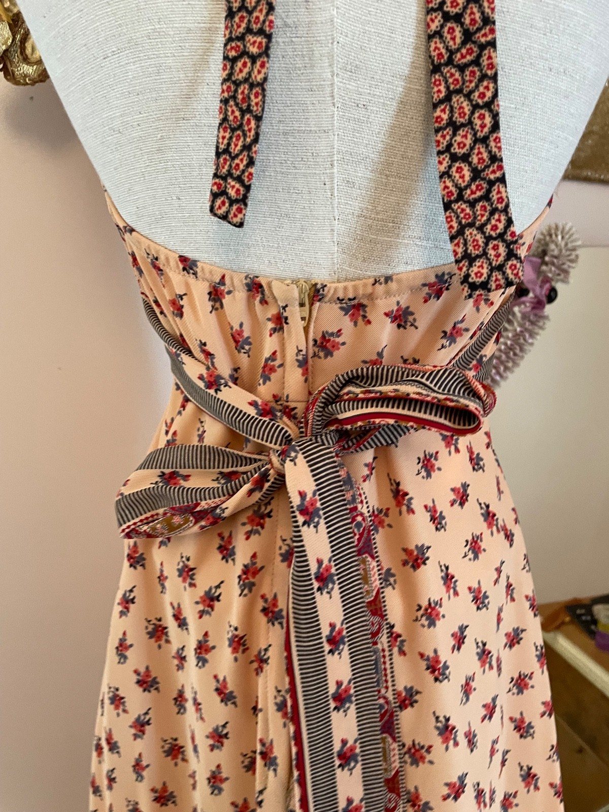 1970’s Vintage Jody Of California Hippie Boho Prairie Print Maxi Sun Dress Sz 9