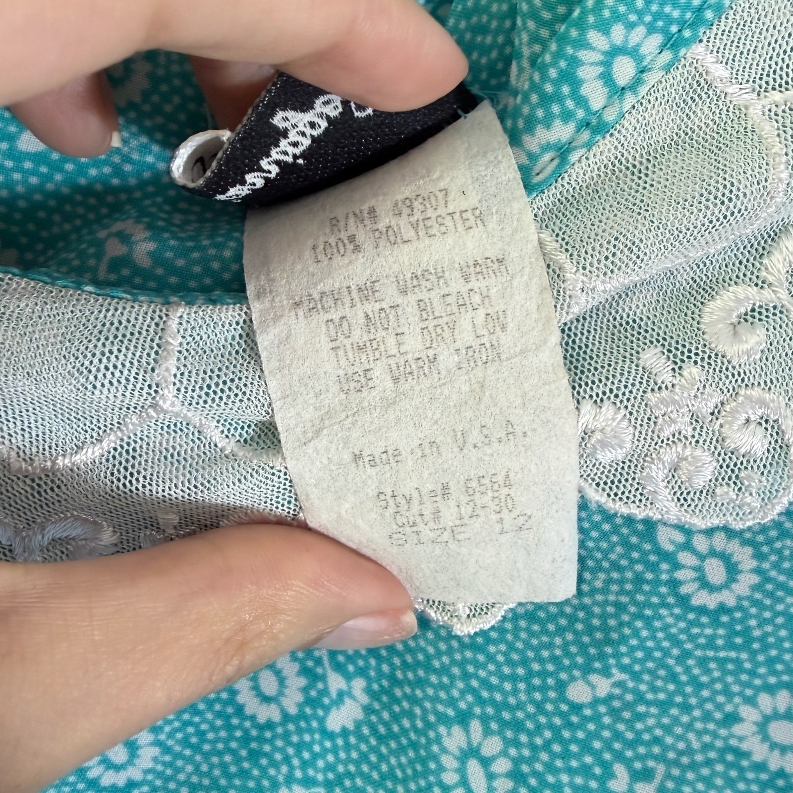Vintage 80s Midi Dress Carriage Court Aqua Prairie Lace Collar Cottagecore S/M
