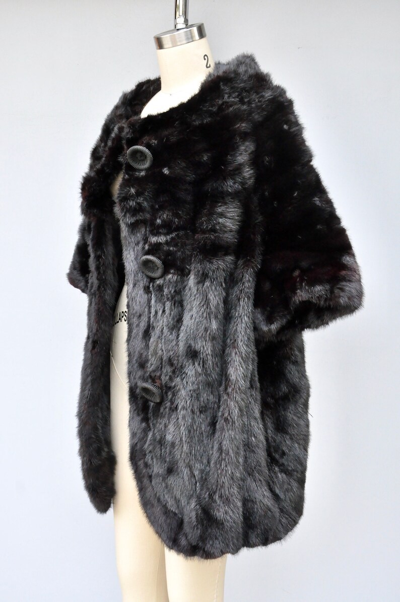 MINK Fur Jacket Coat Cape 30s 40s Mid Century Fur Pin Up Rockabilly Elegant OS