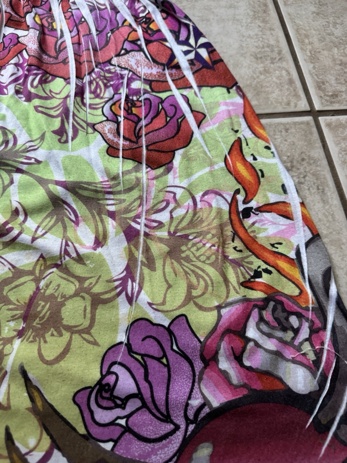 VTG CyberY2k Trashy Gyaru Ed Hardy Tattoo Graphic Heart Art Print Dress Small