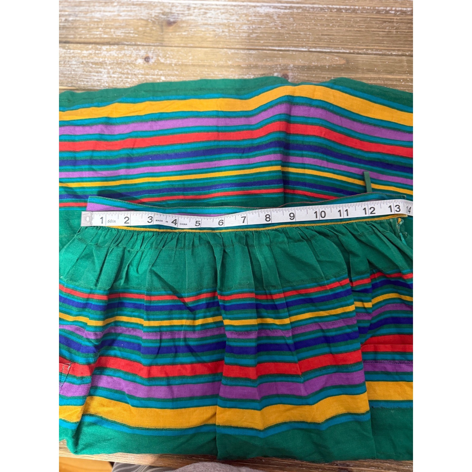 Vintage Mondi Skirt Set 40 Green Multi Stripe Retro Colorblock Cotton 1980s