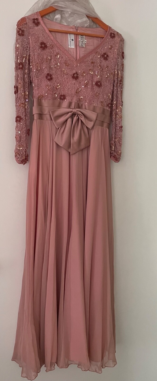 Naeem Khaan Riazee Vintage Beaded Long Gown Dress 8