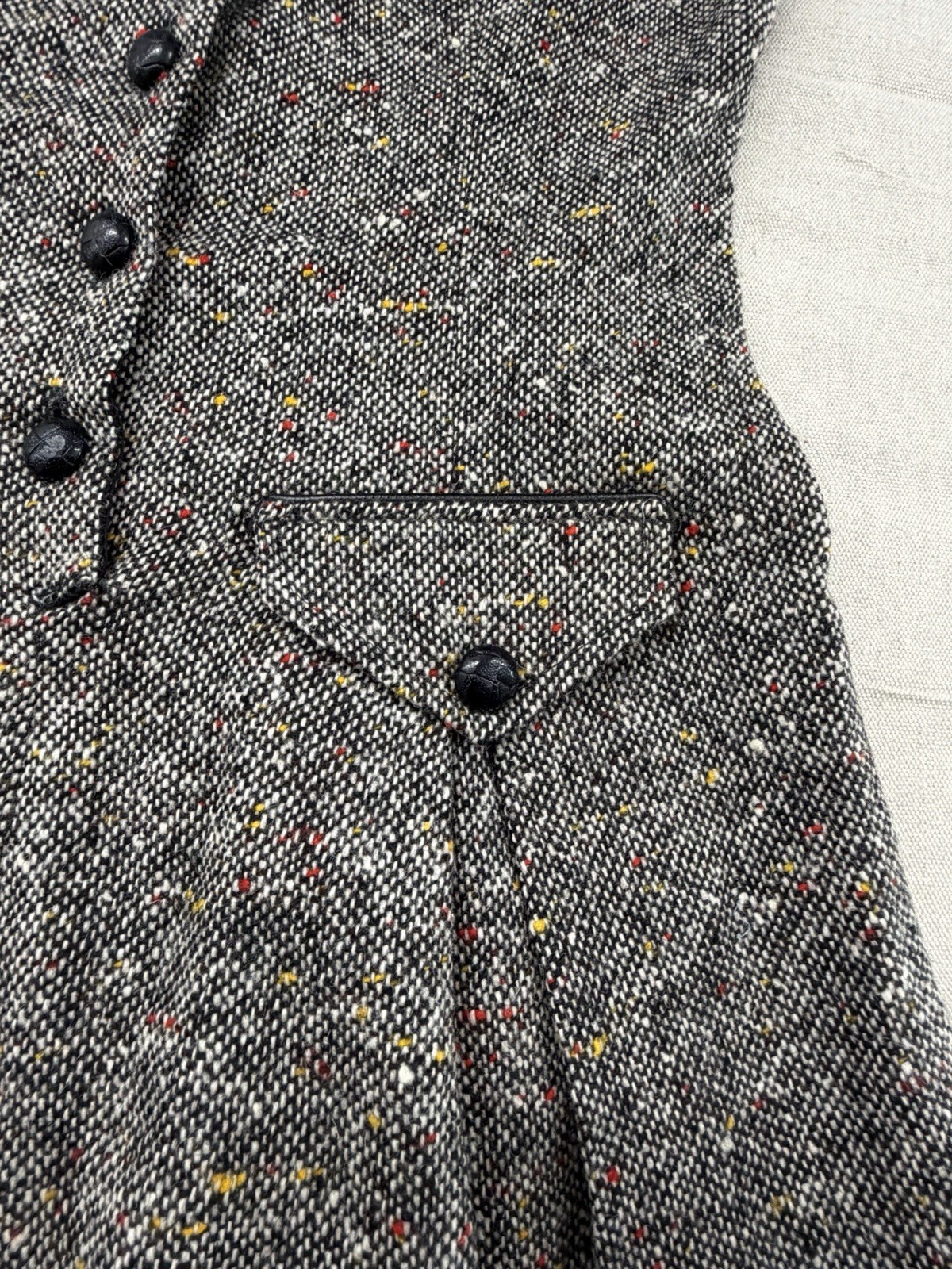 VTG 70s College Town Tweed Waistcoat Dress Pleated Jumper Core Academic XXS XS