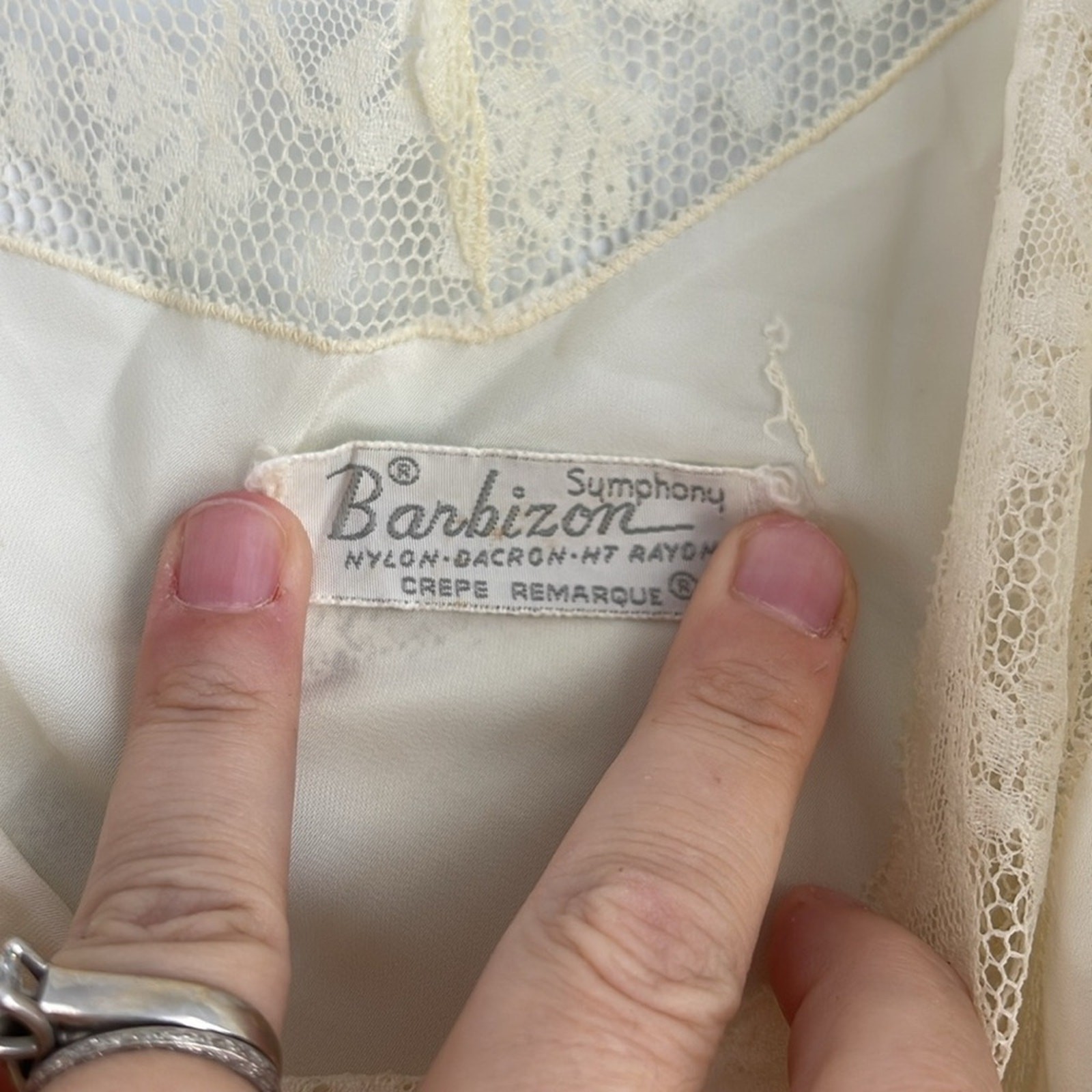 Vintage 50’s Barbizon lace detailed long maxi full length slip nightgown dress