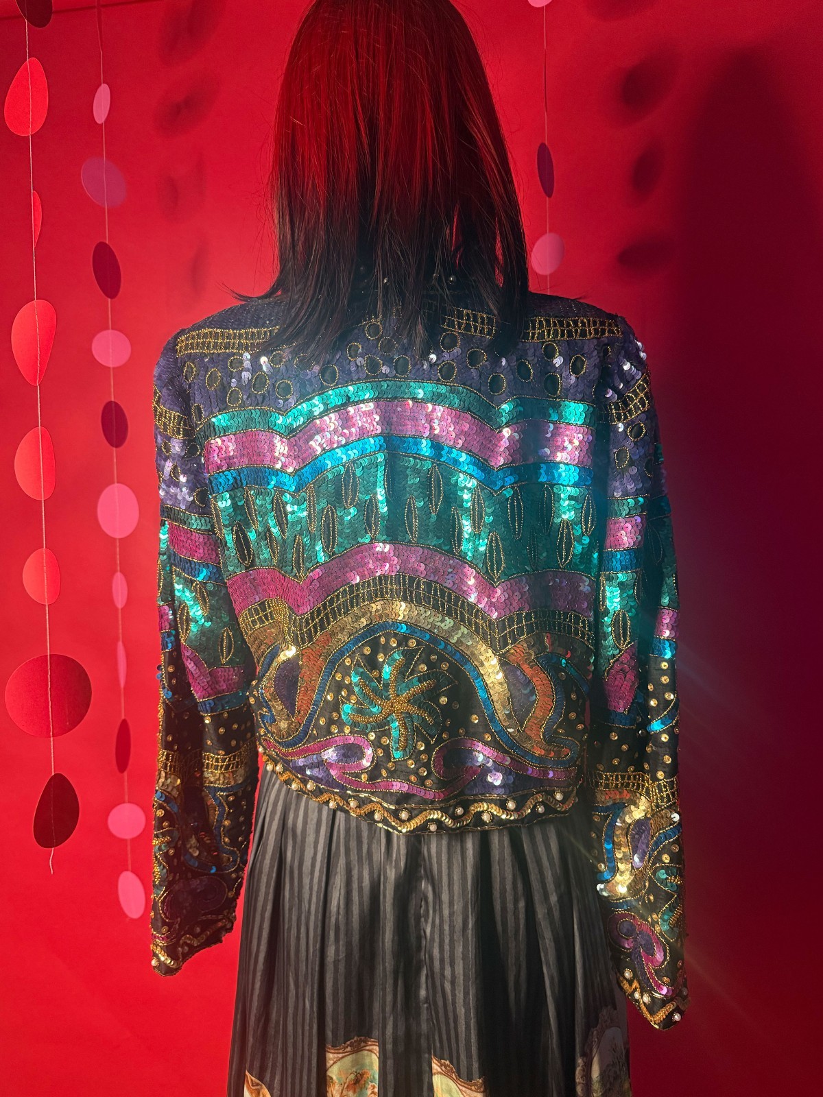 Vintage Laurence Kazar Silk Sequin Blazer – 1980s Art Deco Party Jacket