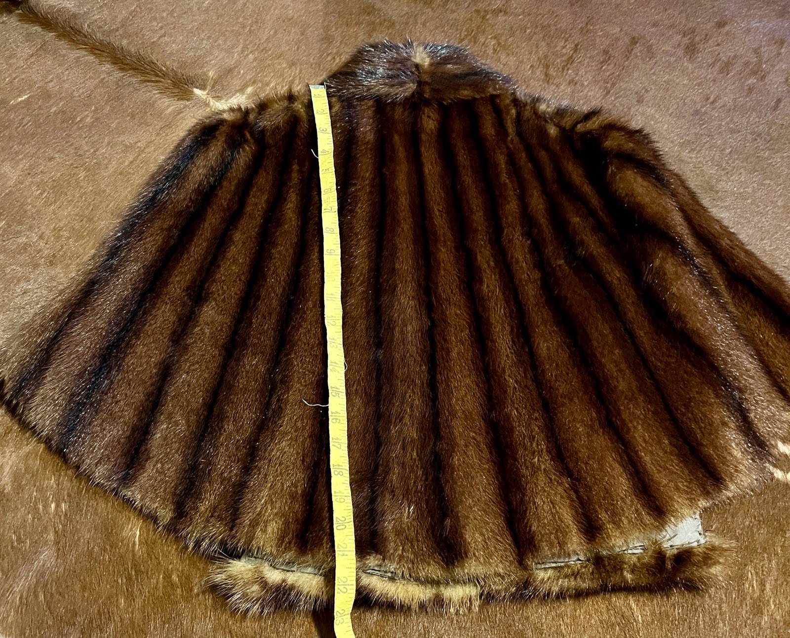 Vintage Chocolate Mink Stole with Pockets, Size XS/S