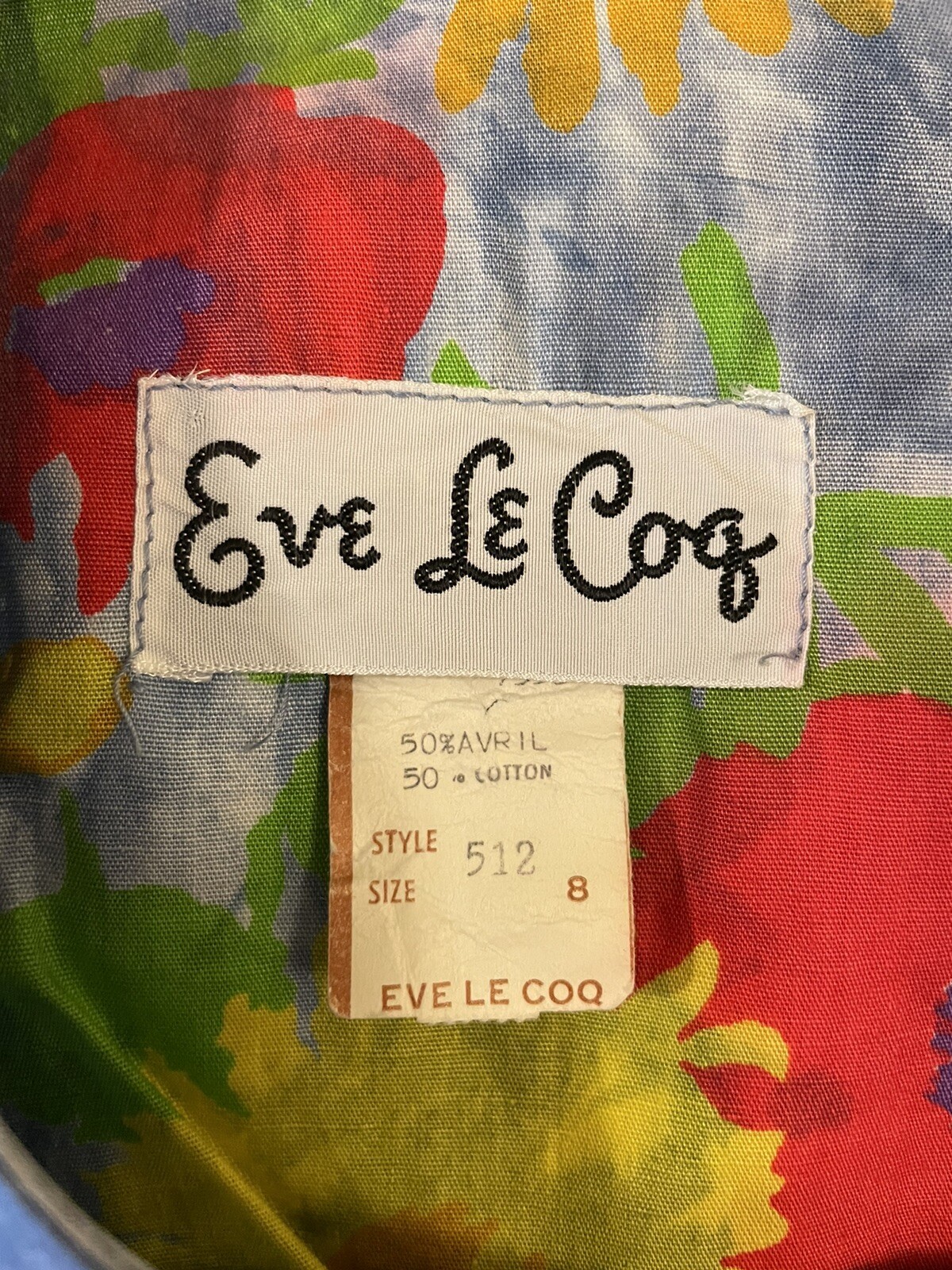 Vtg 60s Eve Le Coq Tie Dye Floral Maxi Dress Avril Cotton Sleeveless Sz S/XS