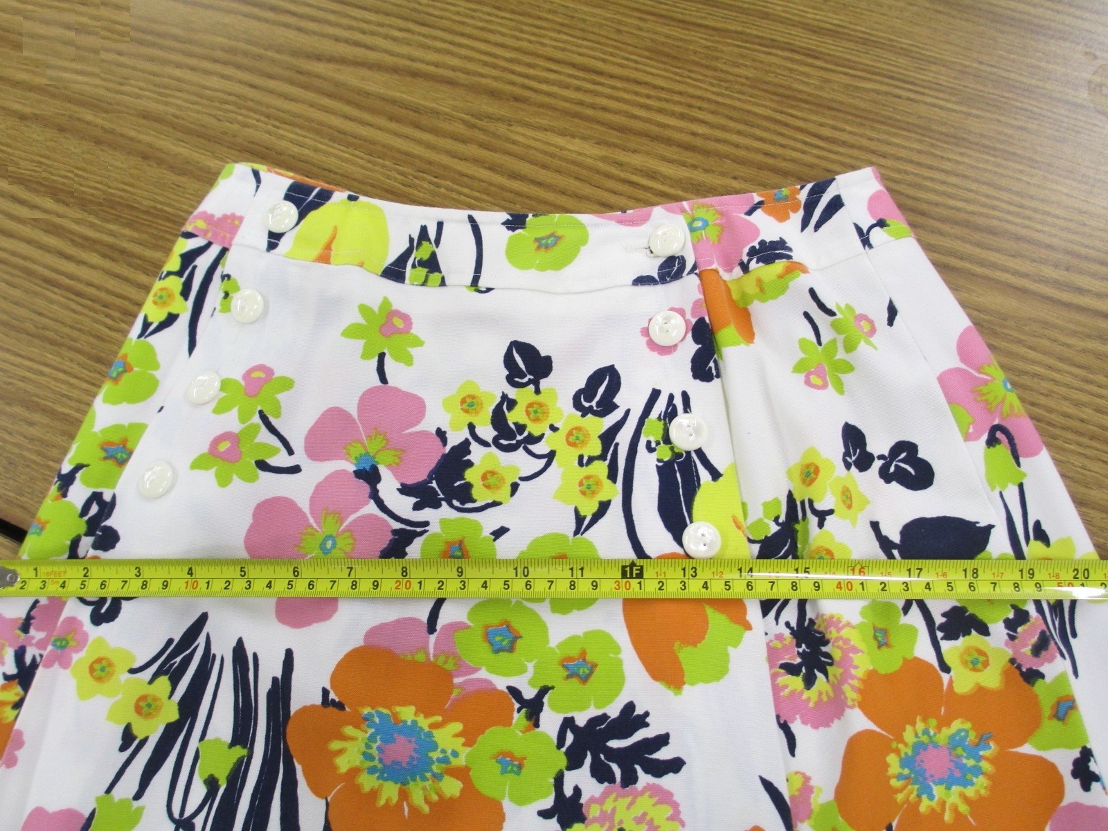 VTG Gino Paoli White Floral Skorts S Colorful Wrap Button Skirt 1970’s size 14