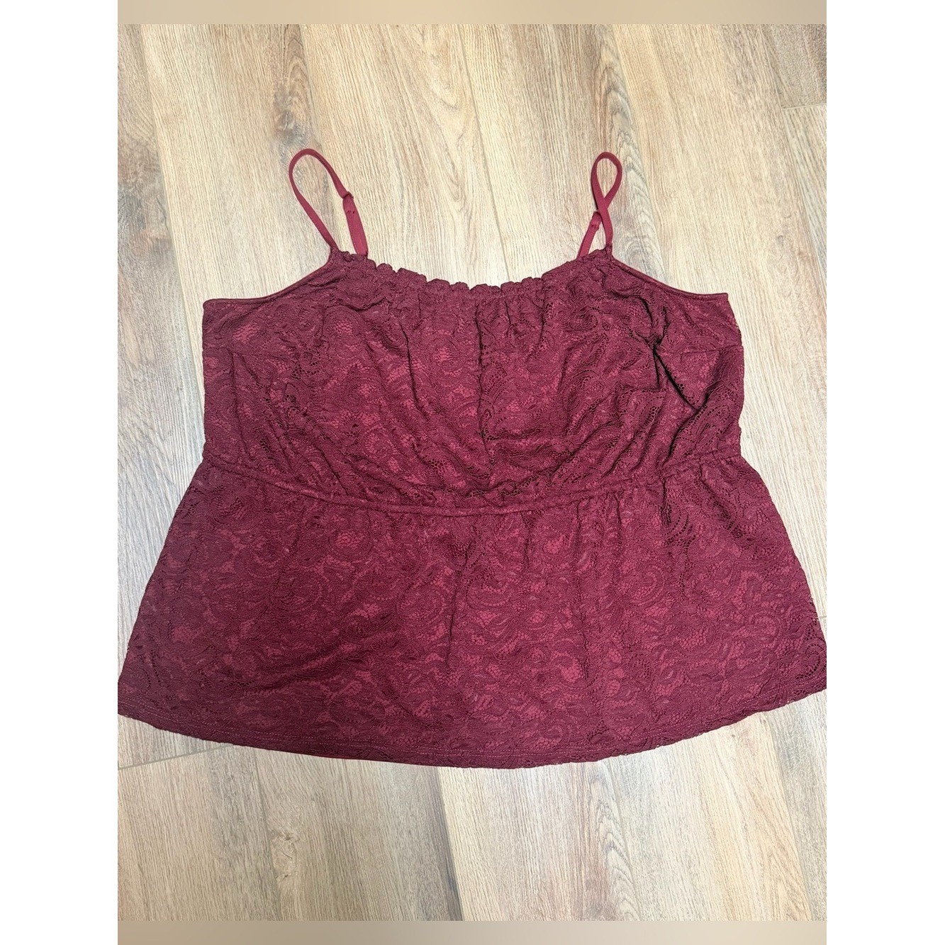 Lane Bryant Burgundy Lace Babydoll Cami Tank 26/28 Plus Romantic Date Night
