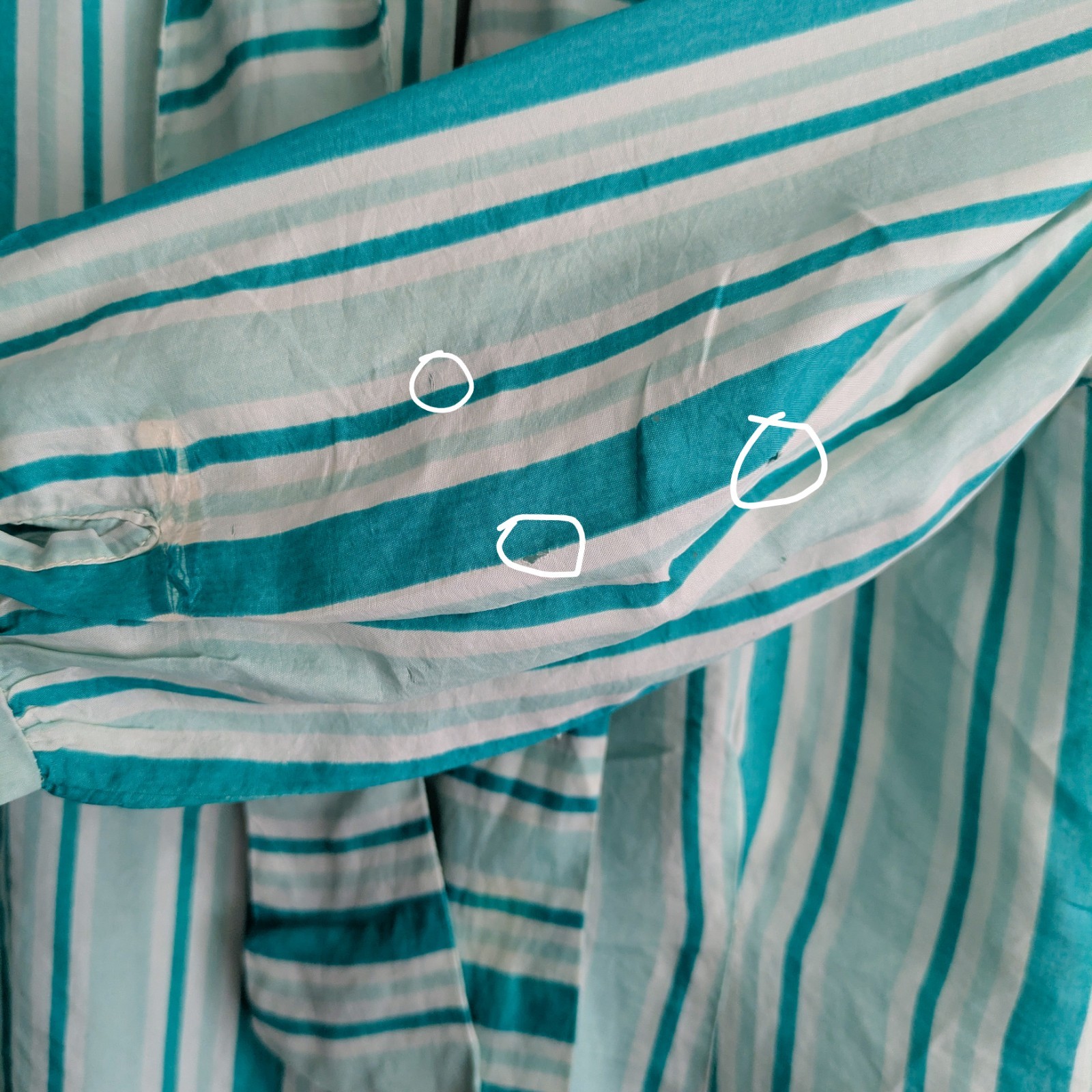 Vintage 60s/70s Blue StripedSecretary Blouse By Charm Of Hollywood, Small/Med
