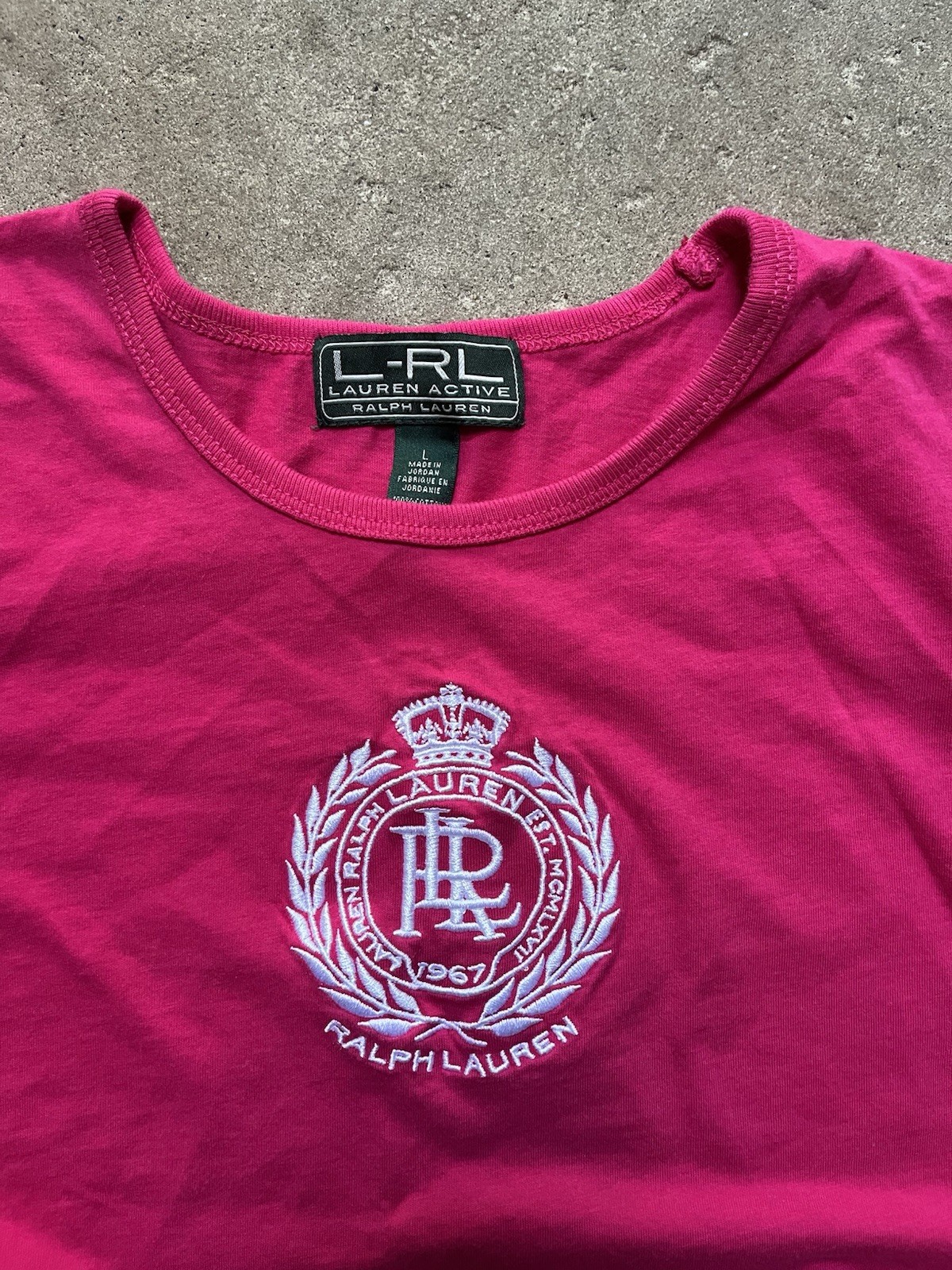 Vintage 2000s Y2K Ralph Lauren Active LRL Polo Embroidered Pink Shirt Sz L