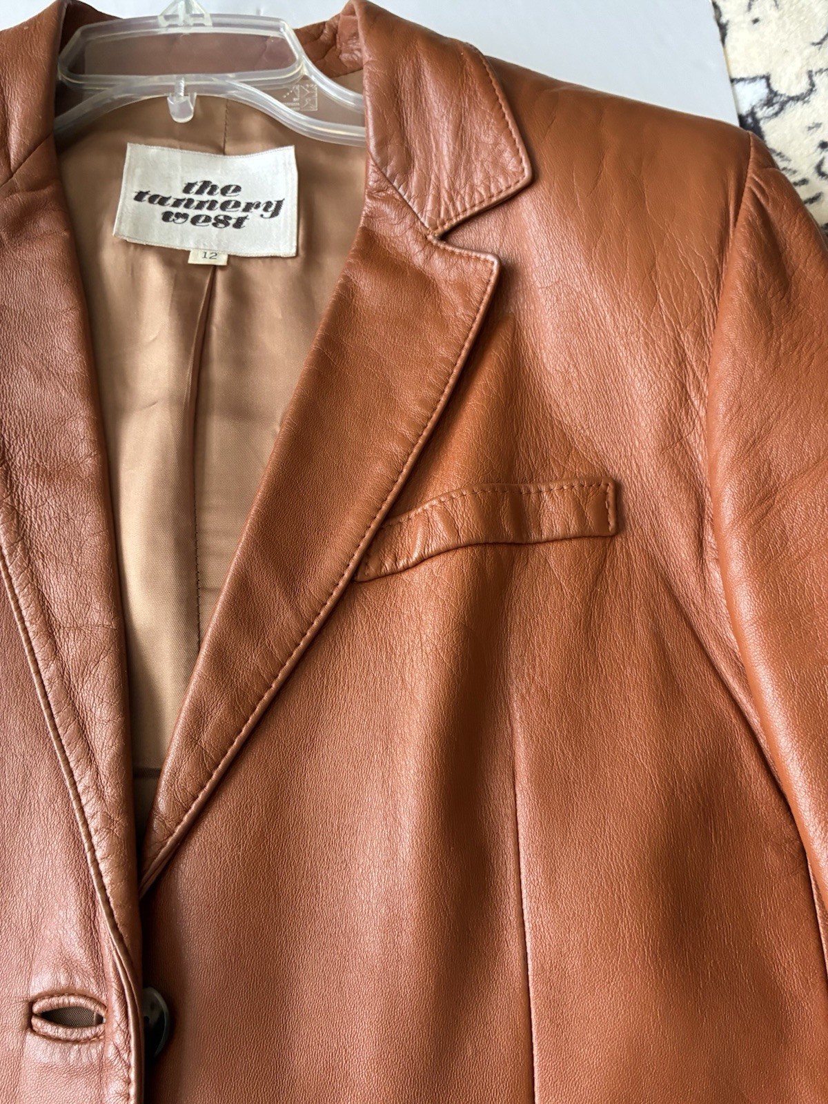 The Tannery West VTG Leather Blazer Jacket Women’s Brown Lined