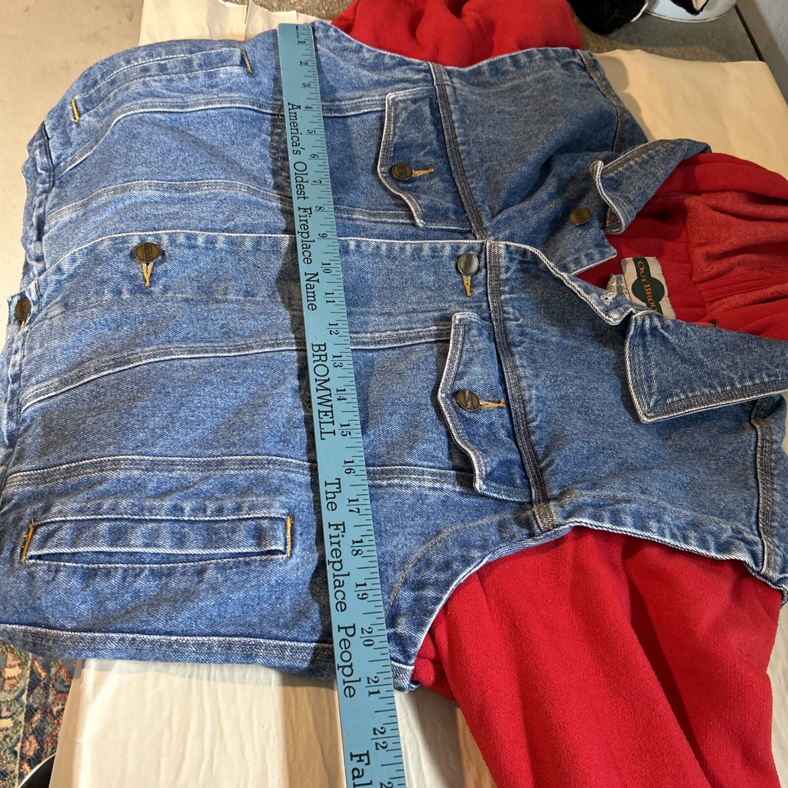 Out Brook Vtg 90s Grunge Denim Jean Hoodie Vest Jacket Coat Women’s Size Medium
