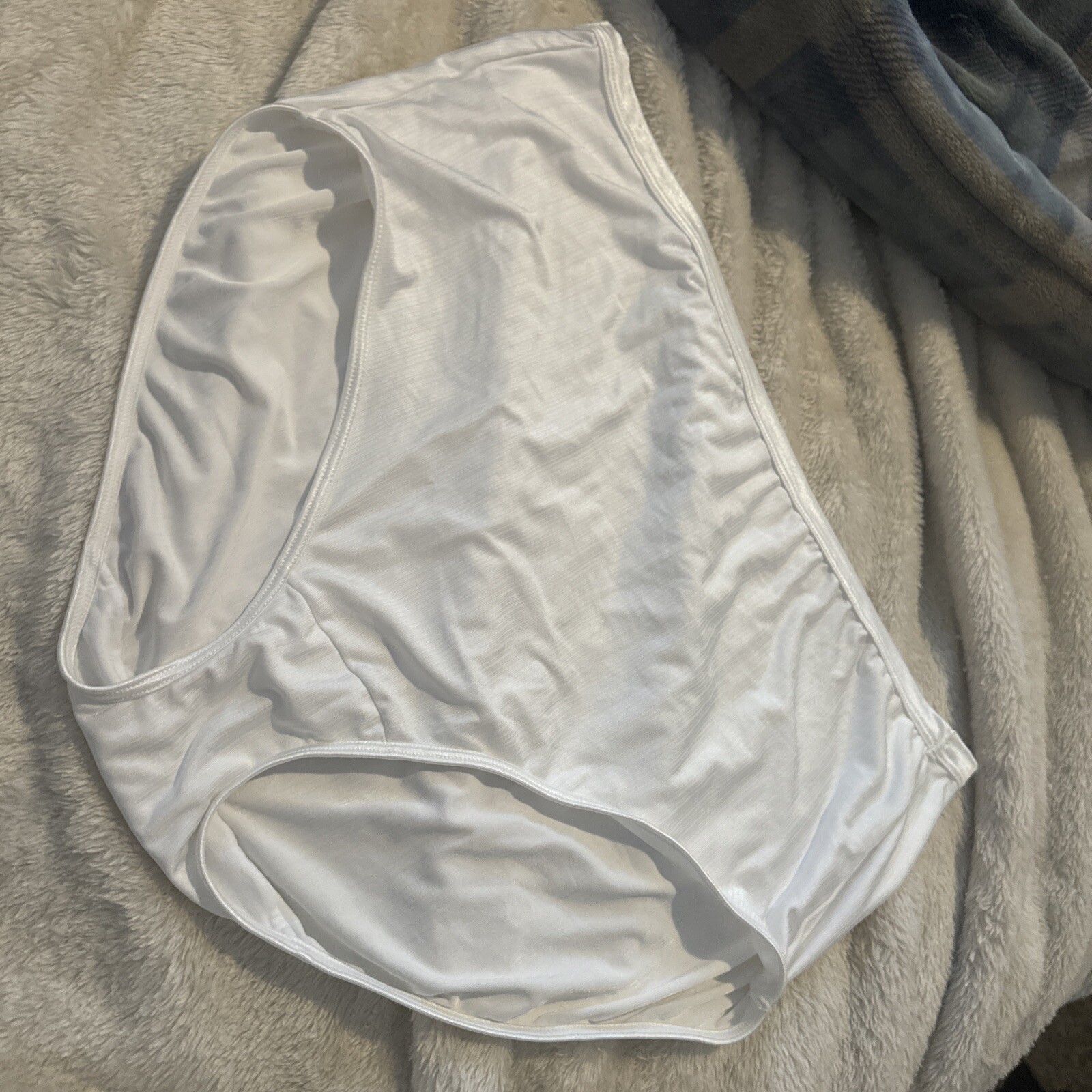 Vintage VANITY FAIR Brief PANTY WHITE Satin NYLON Stretch Second Skin 10/ 3XL
