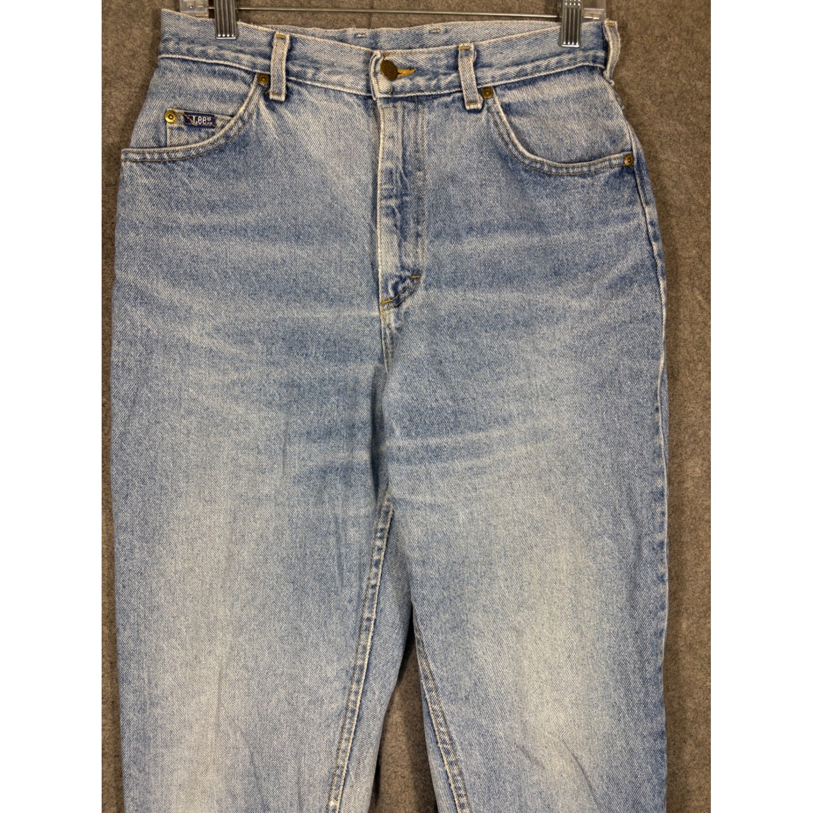 Vintage Lee High Waisted Mom Jeans Light Wash Tapered Leg Denim Made in USA 12 L