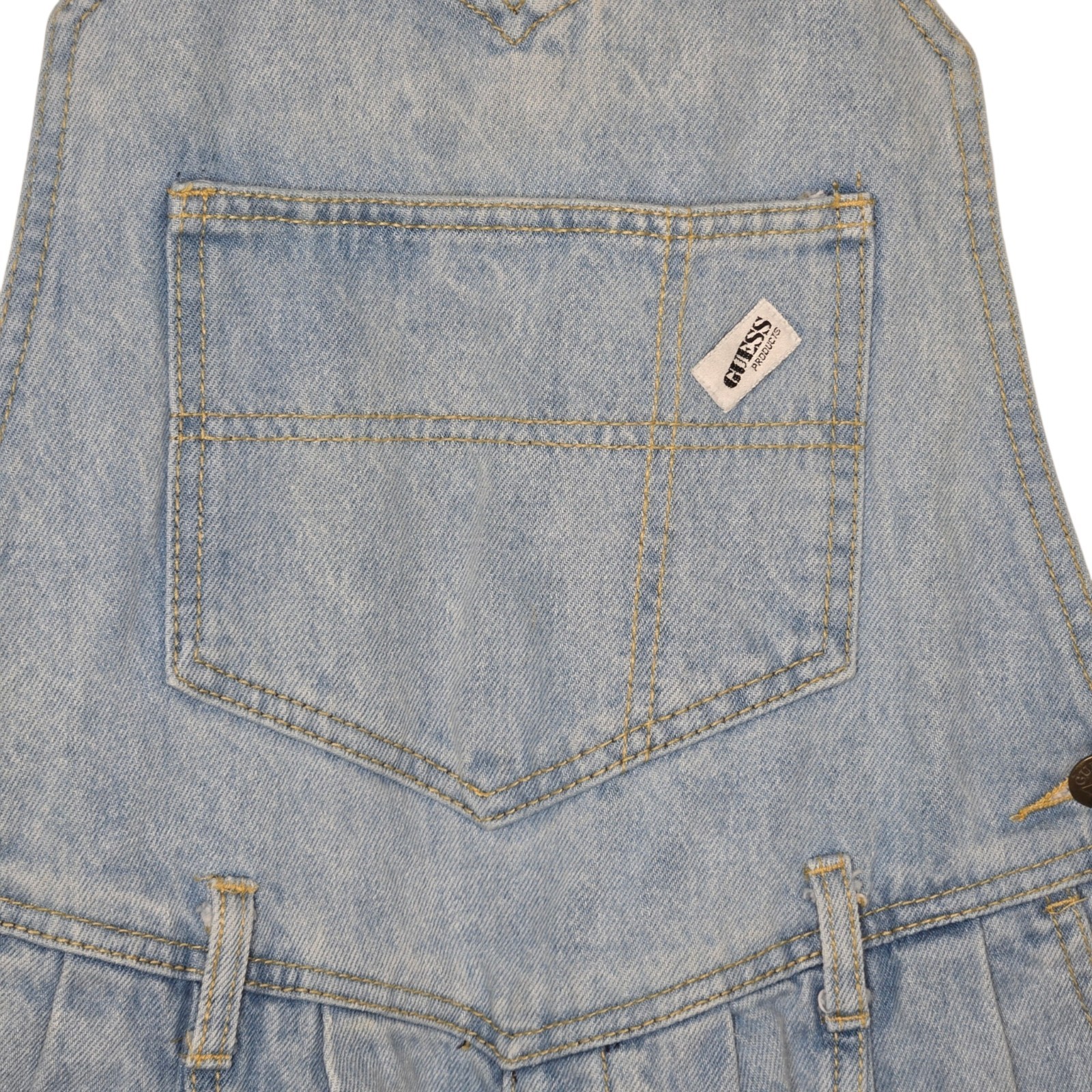Vintage Guess By Marciano Womens 1980s Light Wash Pleated Denim Jean Overalls 1