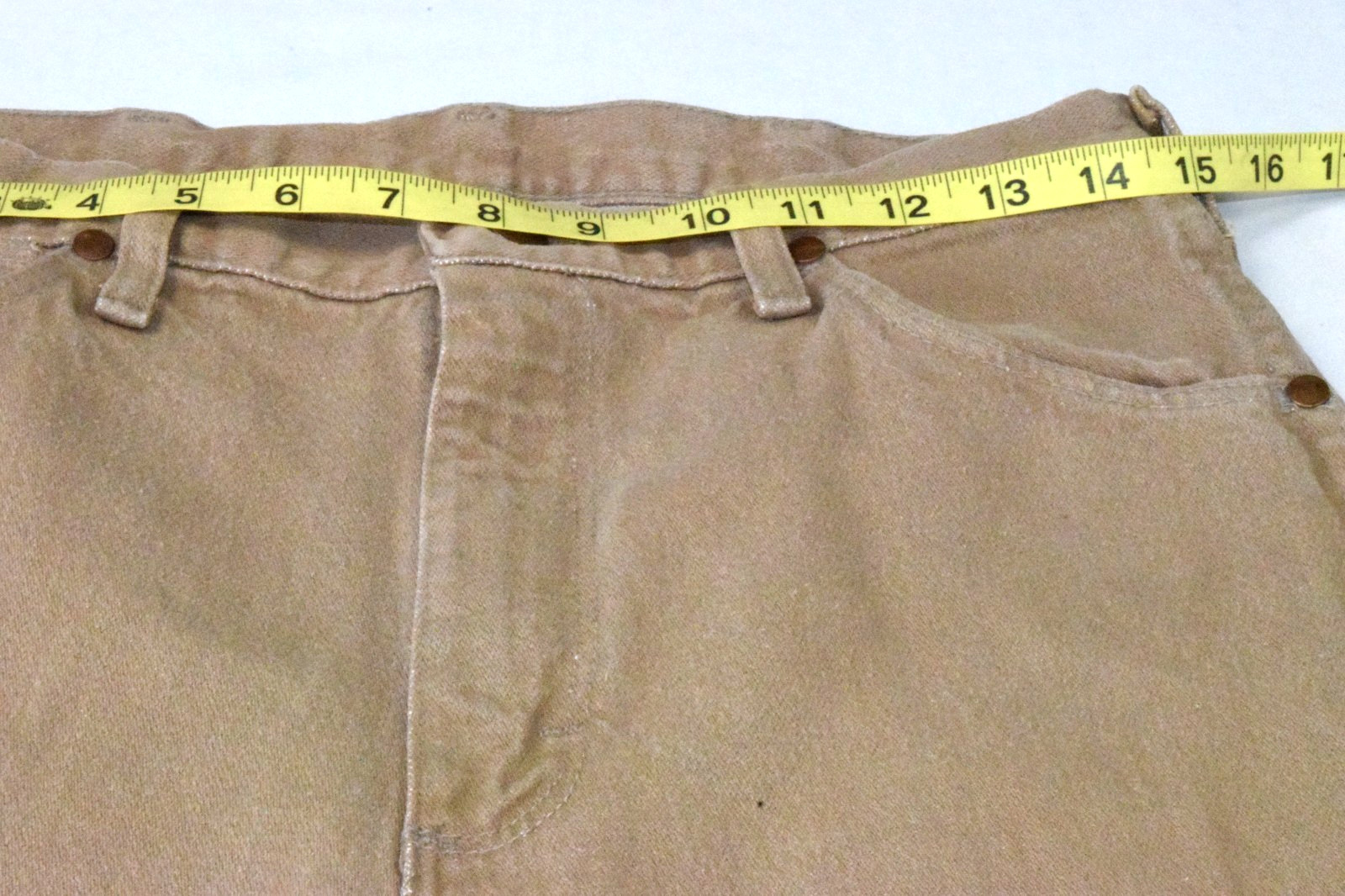 Vintage Wrangler Jeans W30 L33 80s Tan Riveted High Waist Straight Leg Made USA