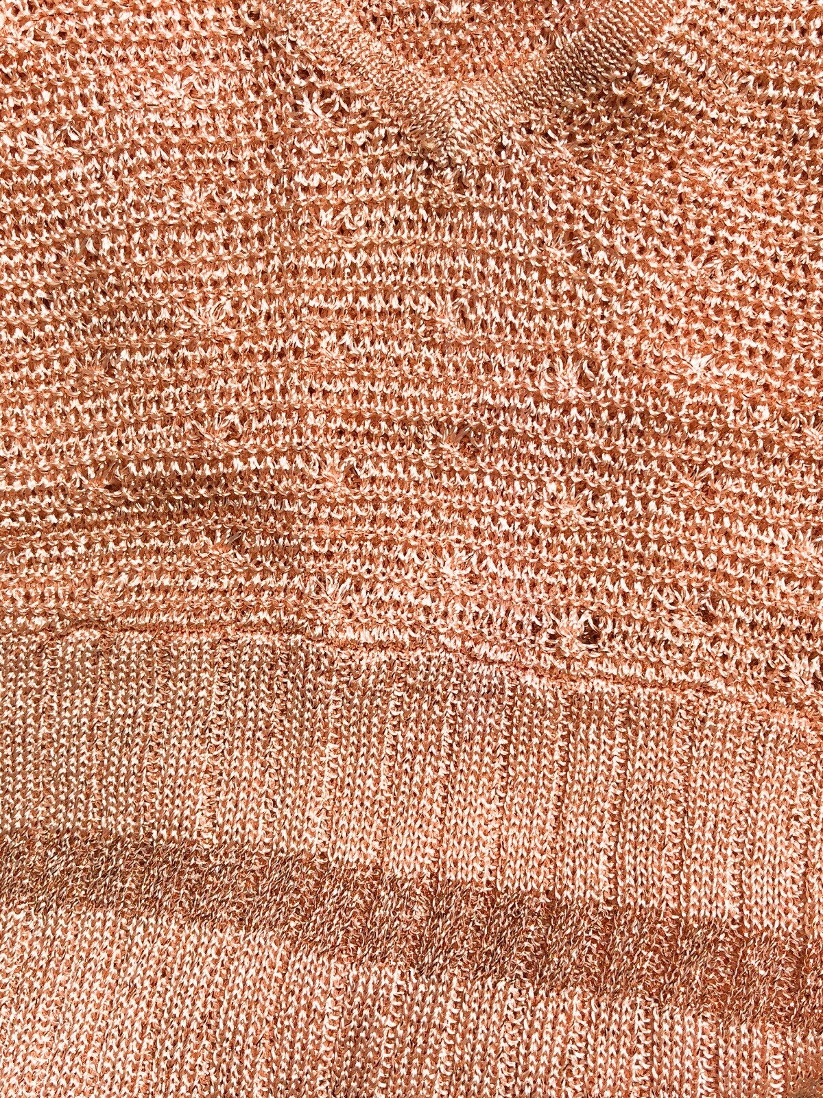 Retro Knit Mini Sweater Dress Rose Gold Copper Crochet 90s Designer Vintage SM
